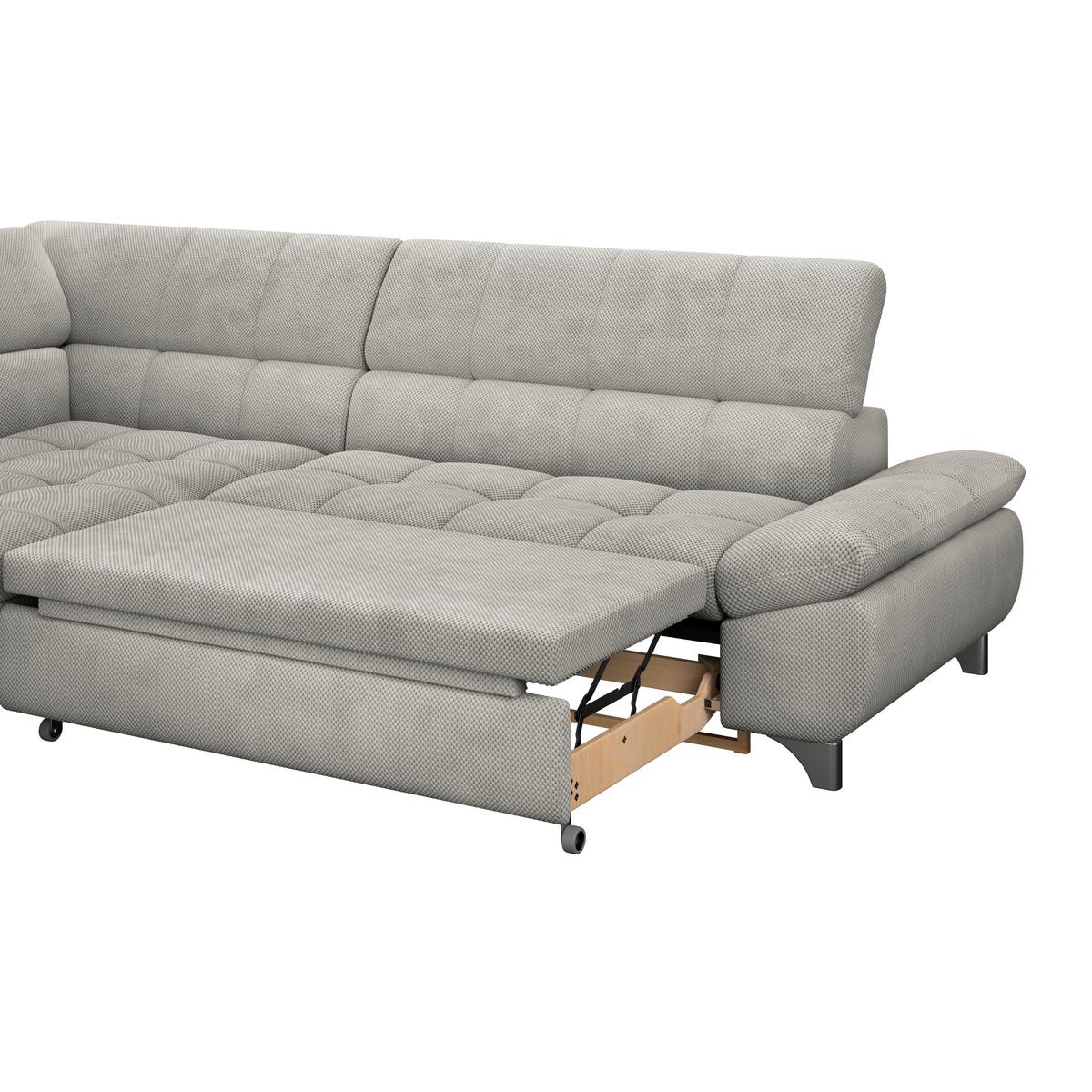 Ecksofa Gemini Dunkelgrau, B: 234cm - Taupe/Chromfarben, KONVENTIONELL, Textil (234/312cm)