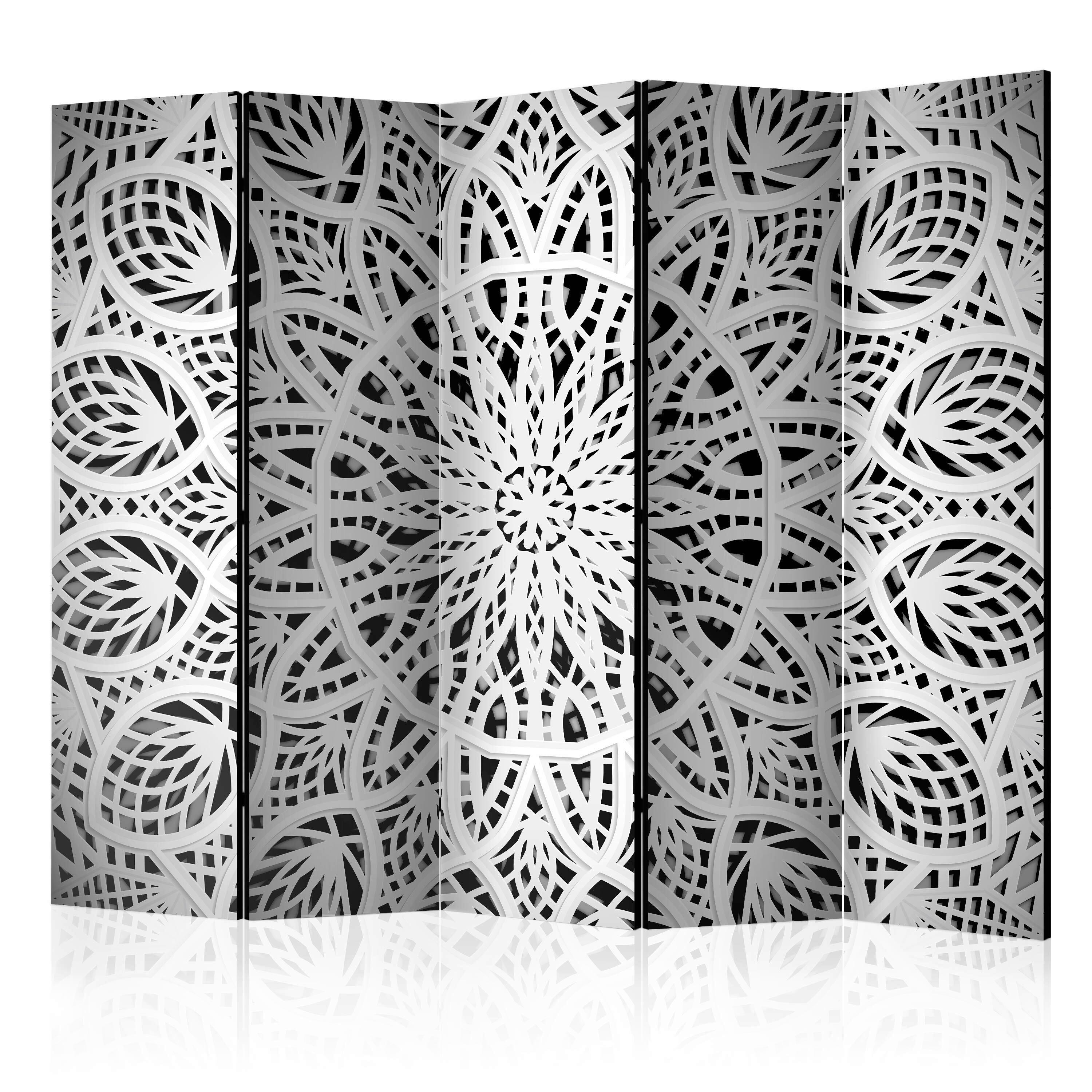 Paravent Schwarz Weiß B: 225 cm - Schwarz/Weiß, Basics, Holz/Textil (225/172/3cm) - artgeist