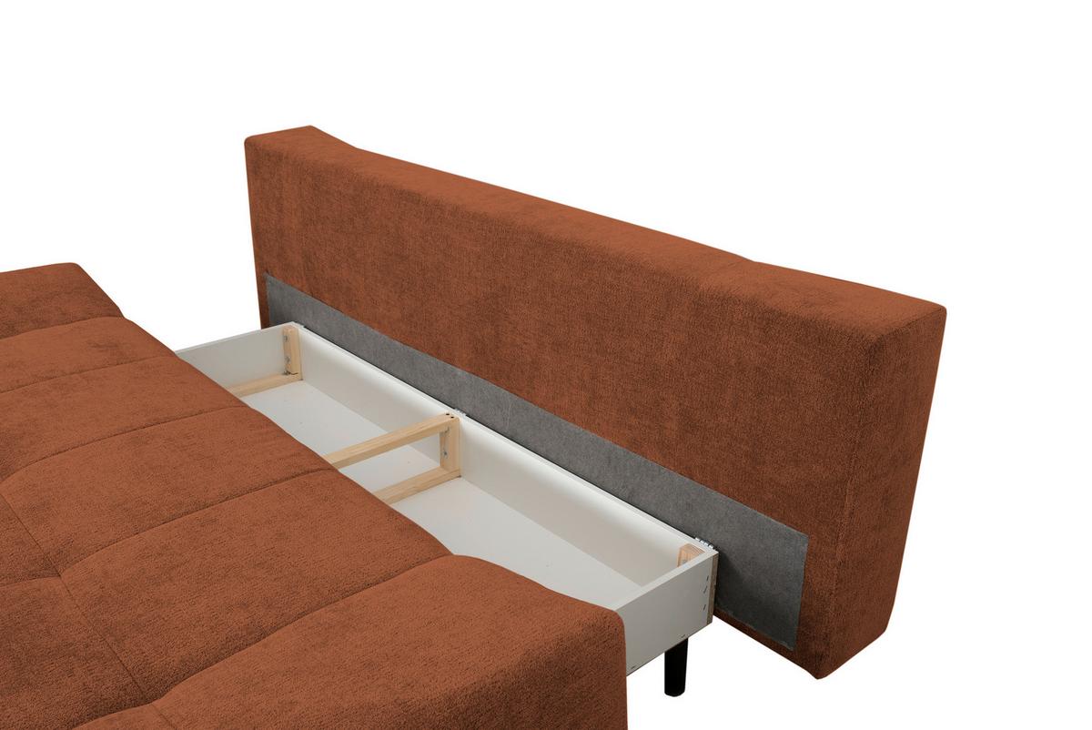 Schlafsofa Malpenza Rostfarben B: 199 cm - Rostfarben/Schwarz, Trend, Textil (199/91/110cm)
