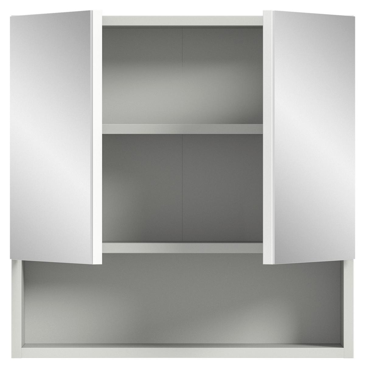 Spiegelschrank Copa 2-Türig BxHxT: 55x55x17 cm - Grau, MODERN, Glas/Holzwerkstoff (55/55/17cm) - MID.YOU
