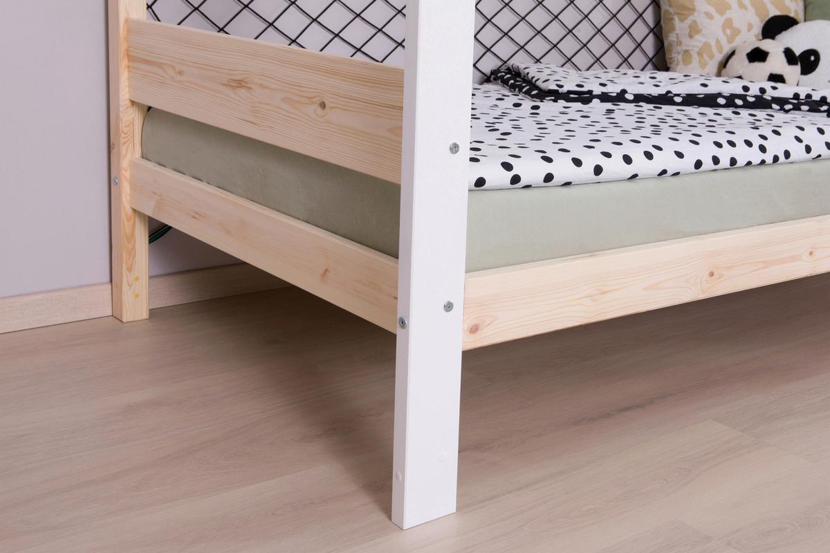 Bodenbett mit Rollrost 90x200 cm Natufarben/Weiß - Naturfarben/Weiß, MODERN, Holz (90/200cm) - MID.YOU