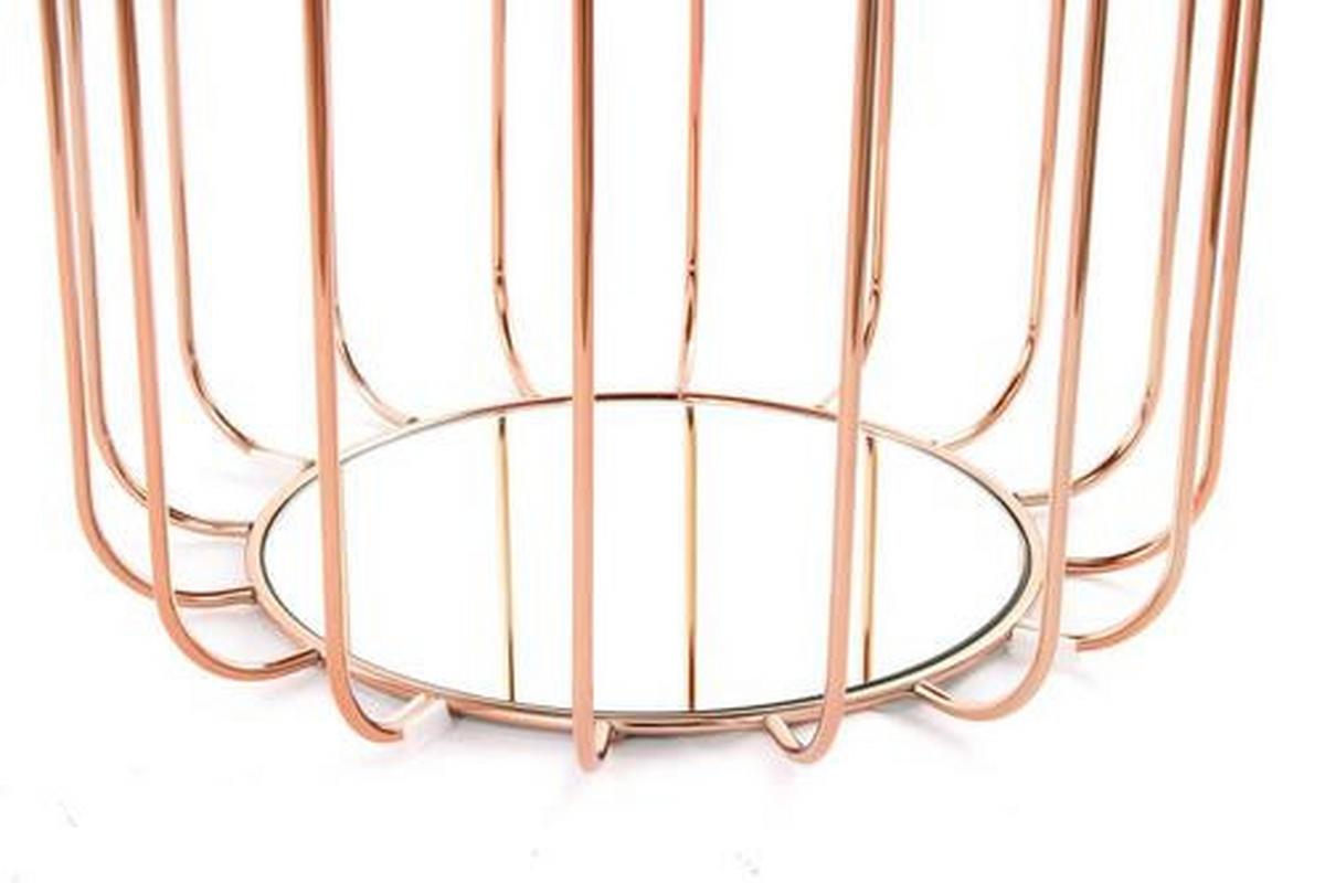 Beistelltisch/Pouf 2 in 1 Comfortable Rosé/Hellviolett - Grau/Kupferfarben, Basics, Glas/Holzwerkstoff (50/50/45cm) - Kayoom