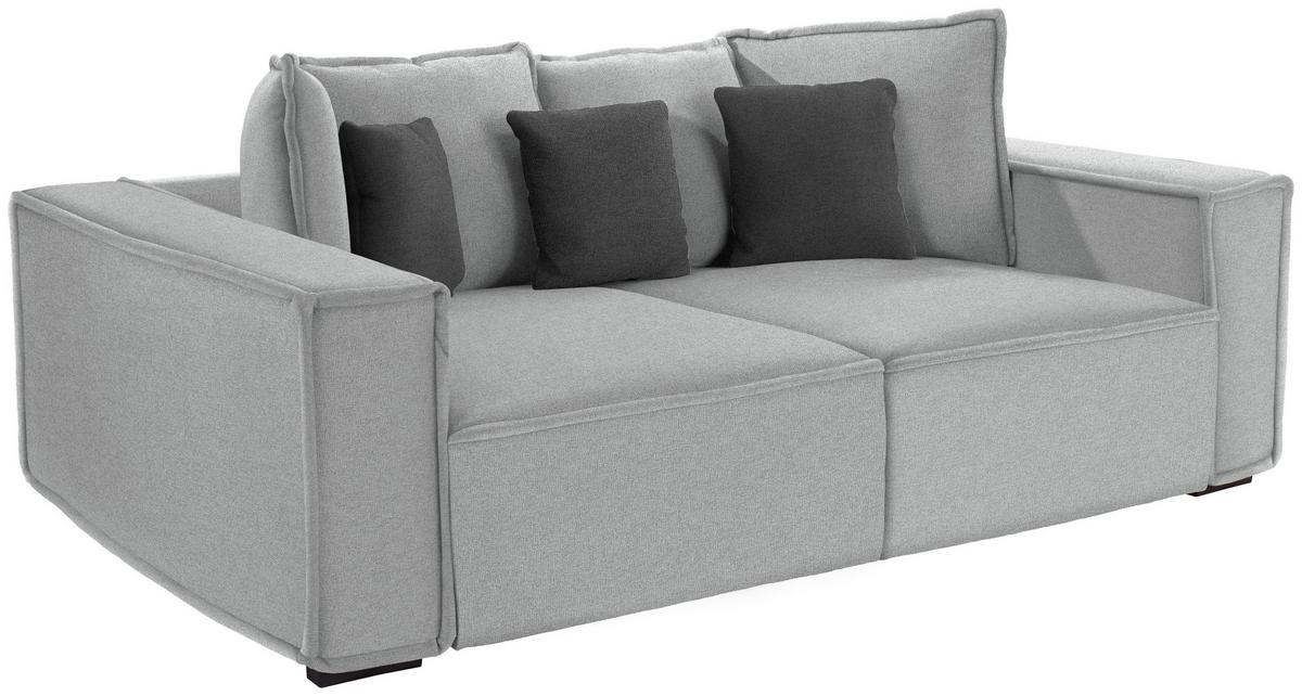 Bigsofa Mit Kissen Surf, Mikrofaser - Dunkelgrau/Hellgrau, MODERN, Holz/Textil (244/62/117cm) - Luca Bessoni