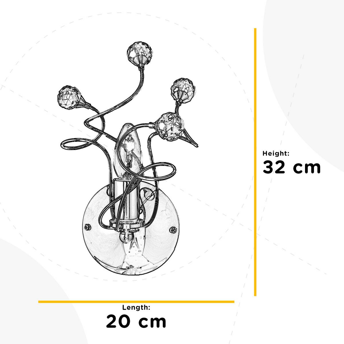 Wandleuchte Trilly Chromfarben L: 20 cm - Chromfarben, Basics, Glas/Metall (20/20/32cm)