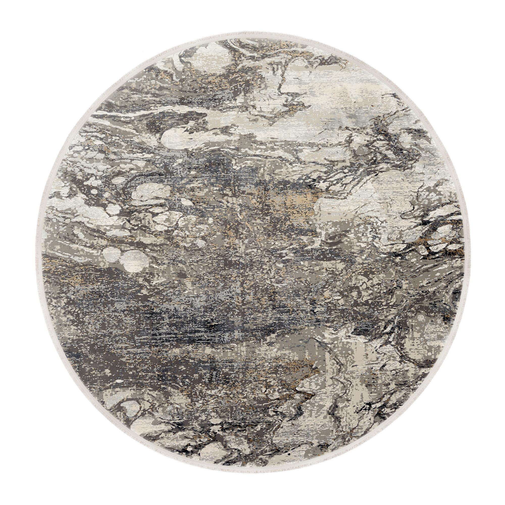 Webteppich Lille Grau/Goldfarben Rund Ø 240 cm - Goldfarben/Grau, Design, Textil (240cm) - Dieter Knoll