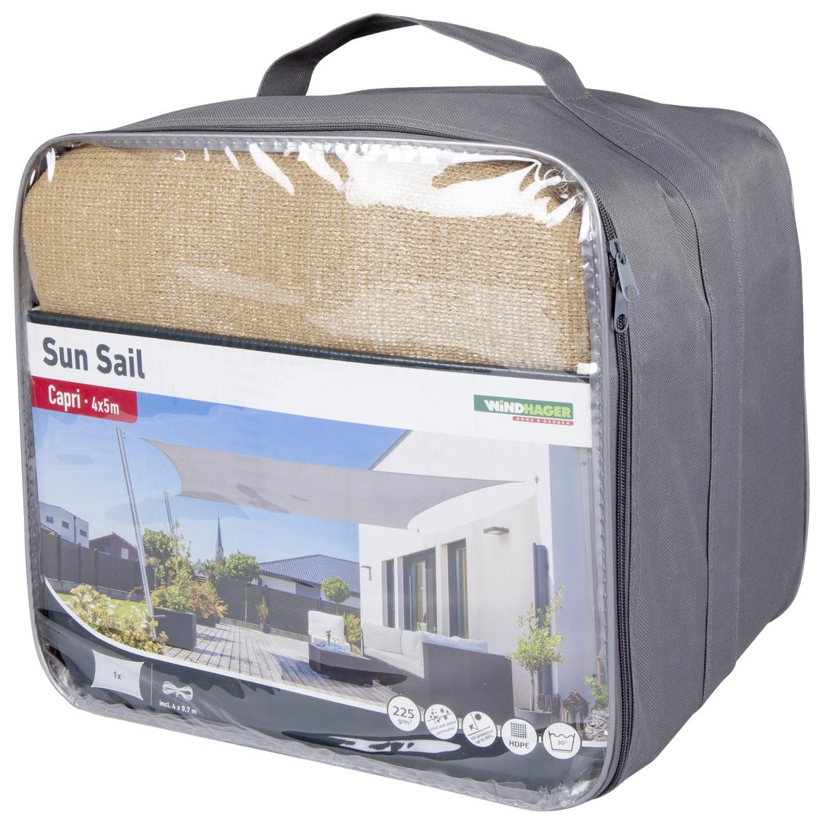Sonnensegel Rechteck 4x5 m - Beige, Basics (400/500cm)