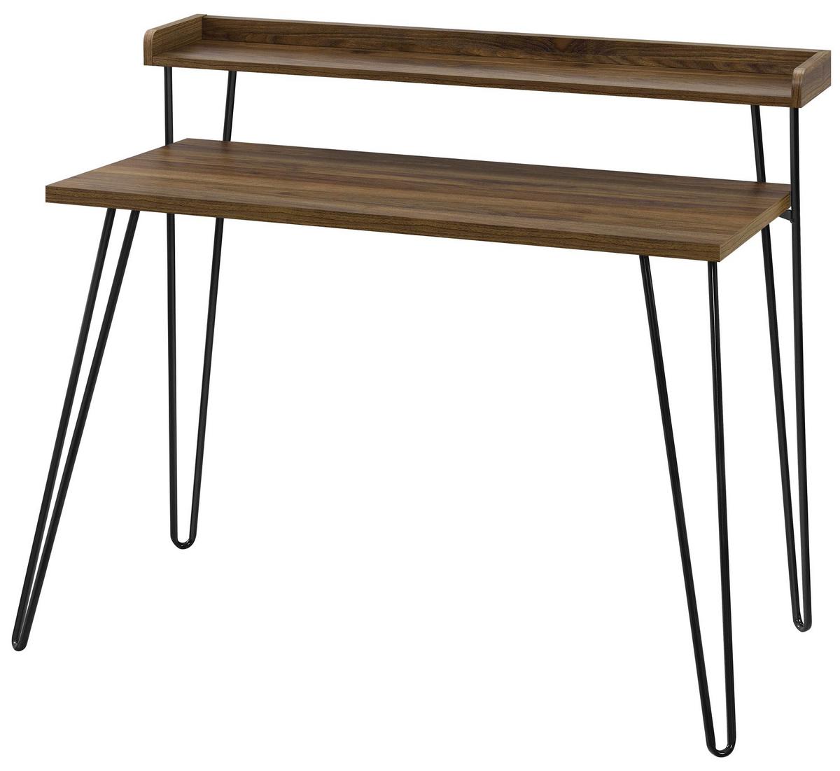 Schreibtisch Haven Walnussfarben B: 60 cm - Walnussfarben/Schwarz, Design, Papier/Holzwerkstoff (112/60/89cm) - MID.YOU