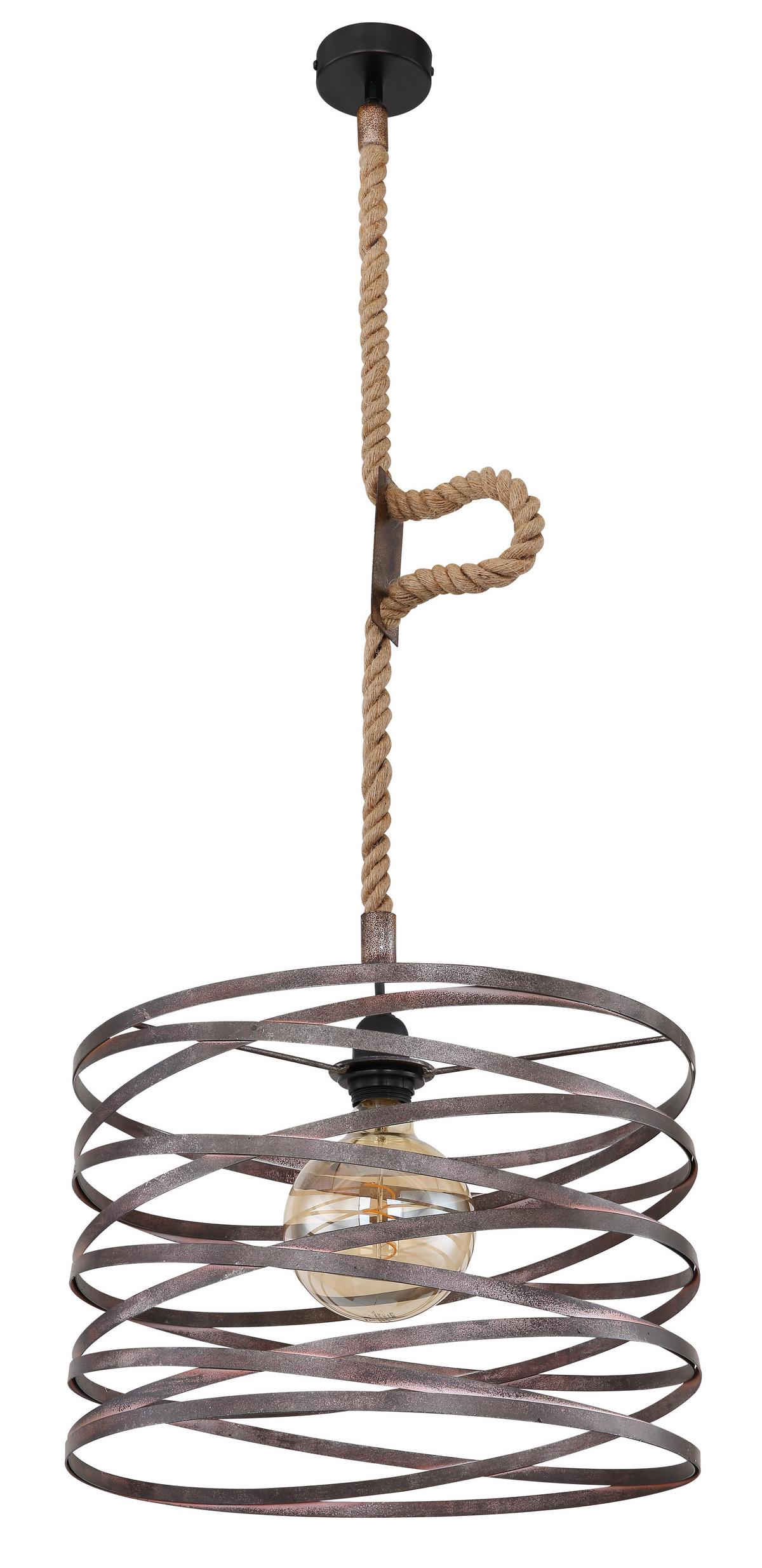 Hängeleuchte Vision H: 119 Cm 1-Flammig, Schwarz/ Rostfarben - Rostfarben/Schwarz, Basics, Naturmaterialien/Metall (40/119cm) - Globo