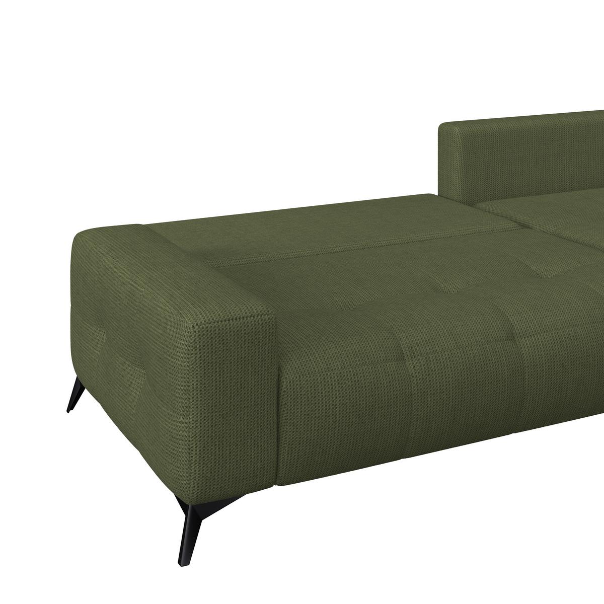 Ecksofa Mauro Moosgrün, mit Schlaffunktion - Waldgrün/Schwarz, Trend, Textil (290/175cm) - Luca Bessoni