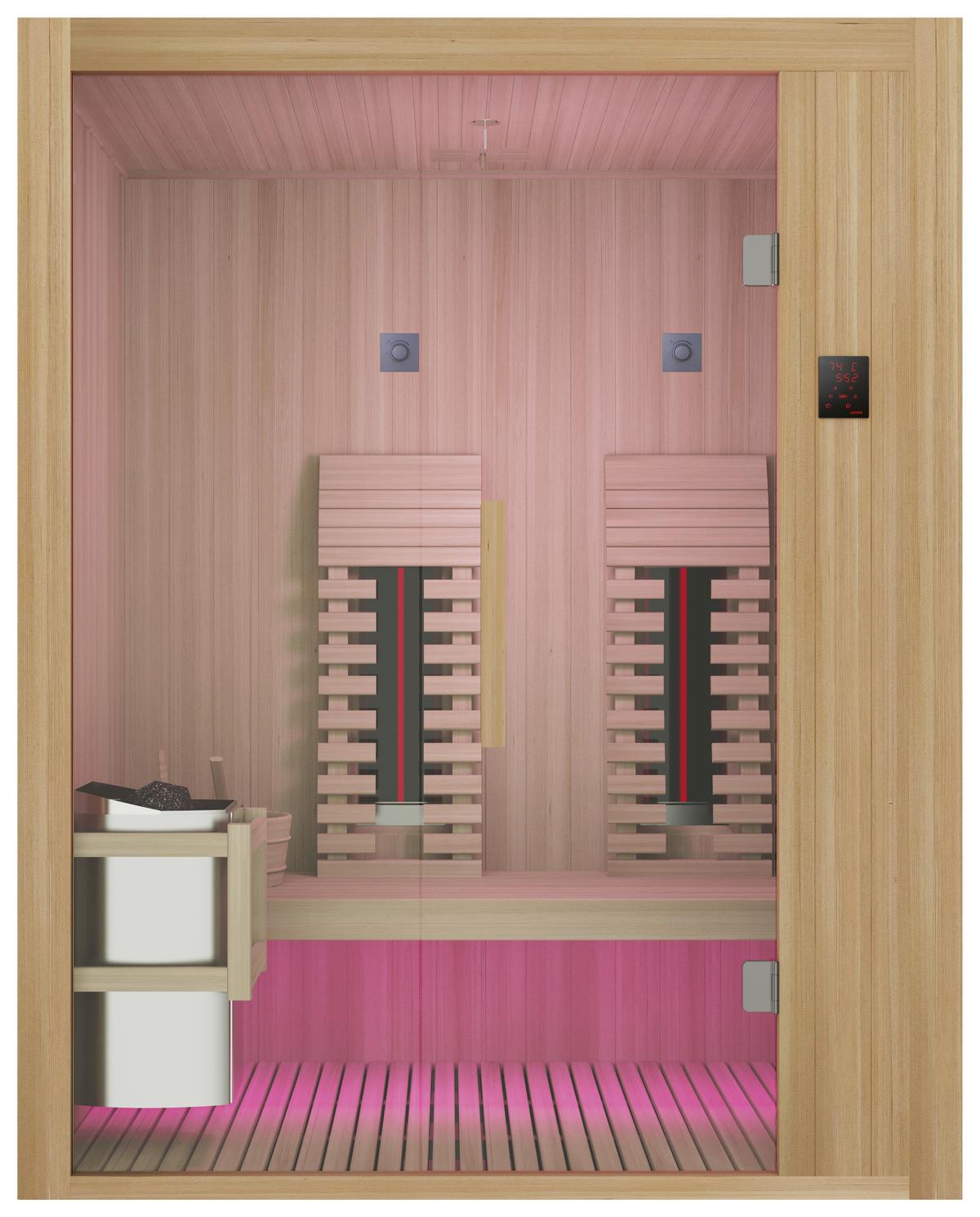 Infrarotkabine Sauna Alaska 2 Personen - Naturfarben, Basics, Glas/Holz (110/200/160cm) - Sanotechnik
