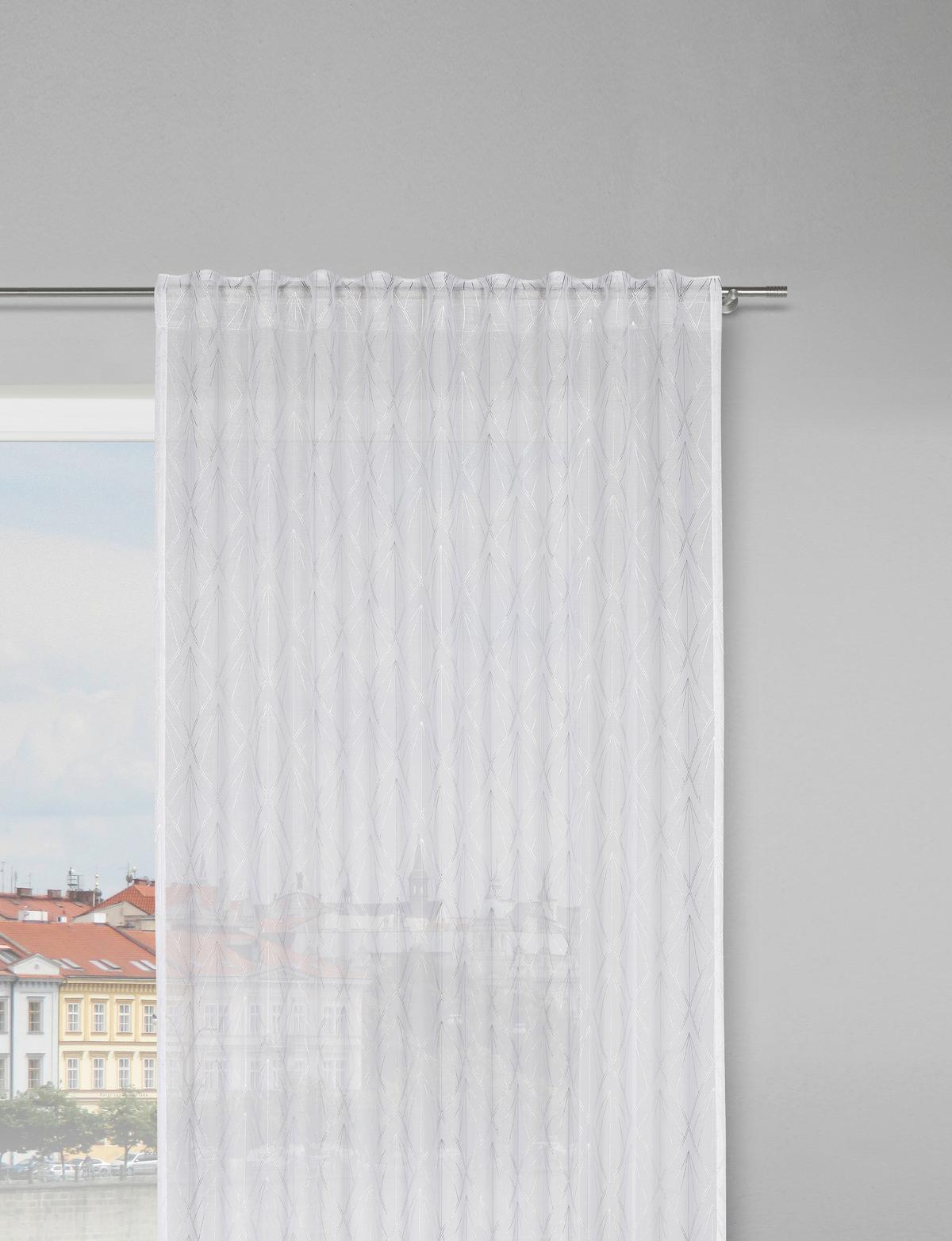 HOTOVÝ ZÁVĚS Esther, 135/245cm - bílá/barvy stříbra, Romantický / Rustikální, textil (135/245cm) - Modern Living