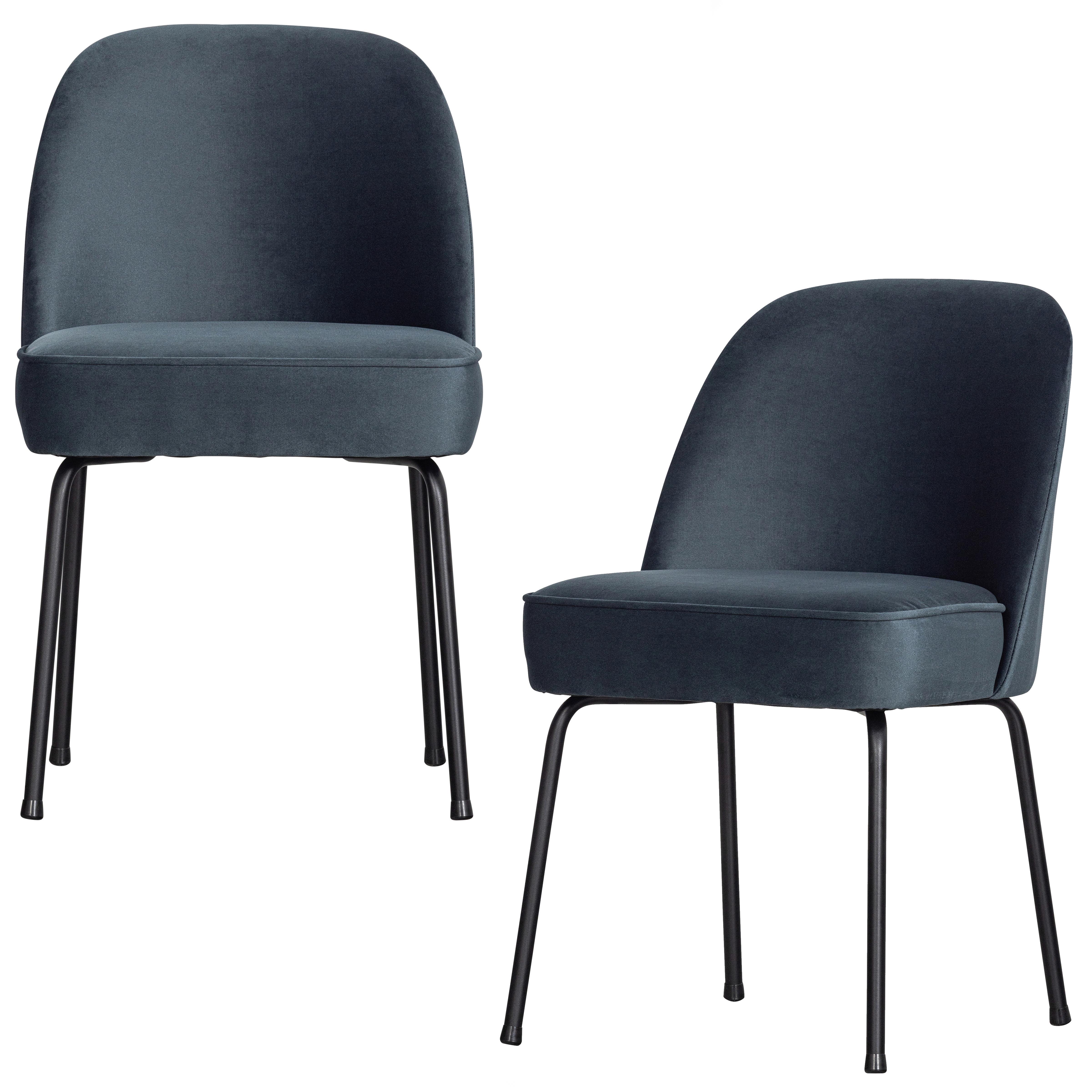 Stuhl-Set Vogue Blau B: 50cm - Blau/Schwarz, MODERN, Textil/Metall (50/83/57cm) - Livetastic