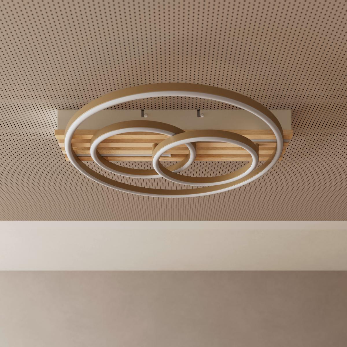 LED-DECKENLEUCHTE CELAL - Champagner/Eichefarben, Basics, Holzwerkstoff/Kunststoff (42/40/7cm) - Luca Bessoni