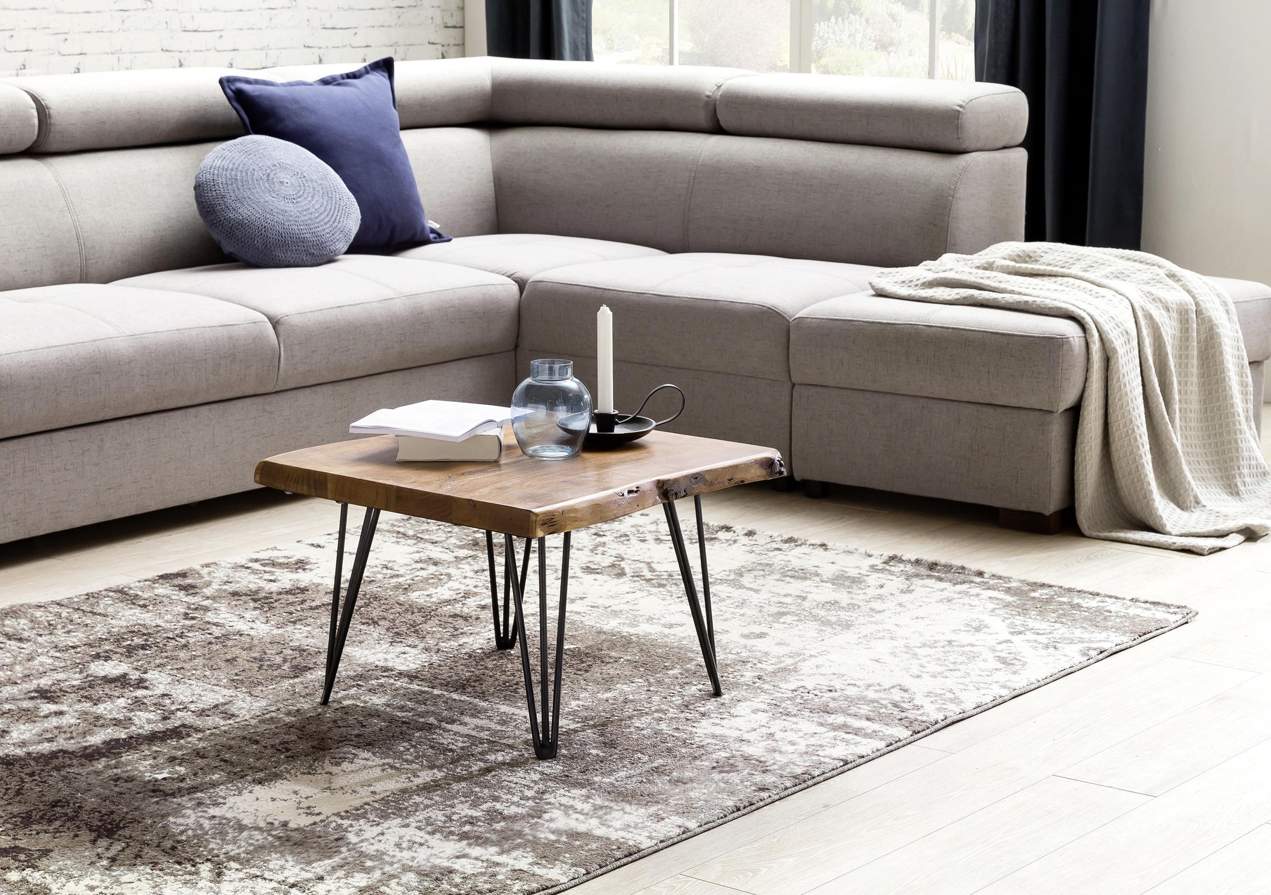 Couchtisch Holz mit Massiver Tischplatte Mahilo Sheesham - Sheeshamfarben/Schwarz, Design, Holz/Metall (56/51/38cm) - MID.YOU