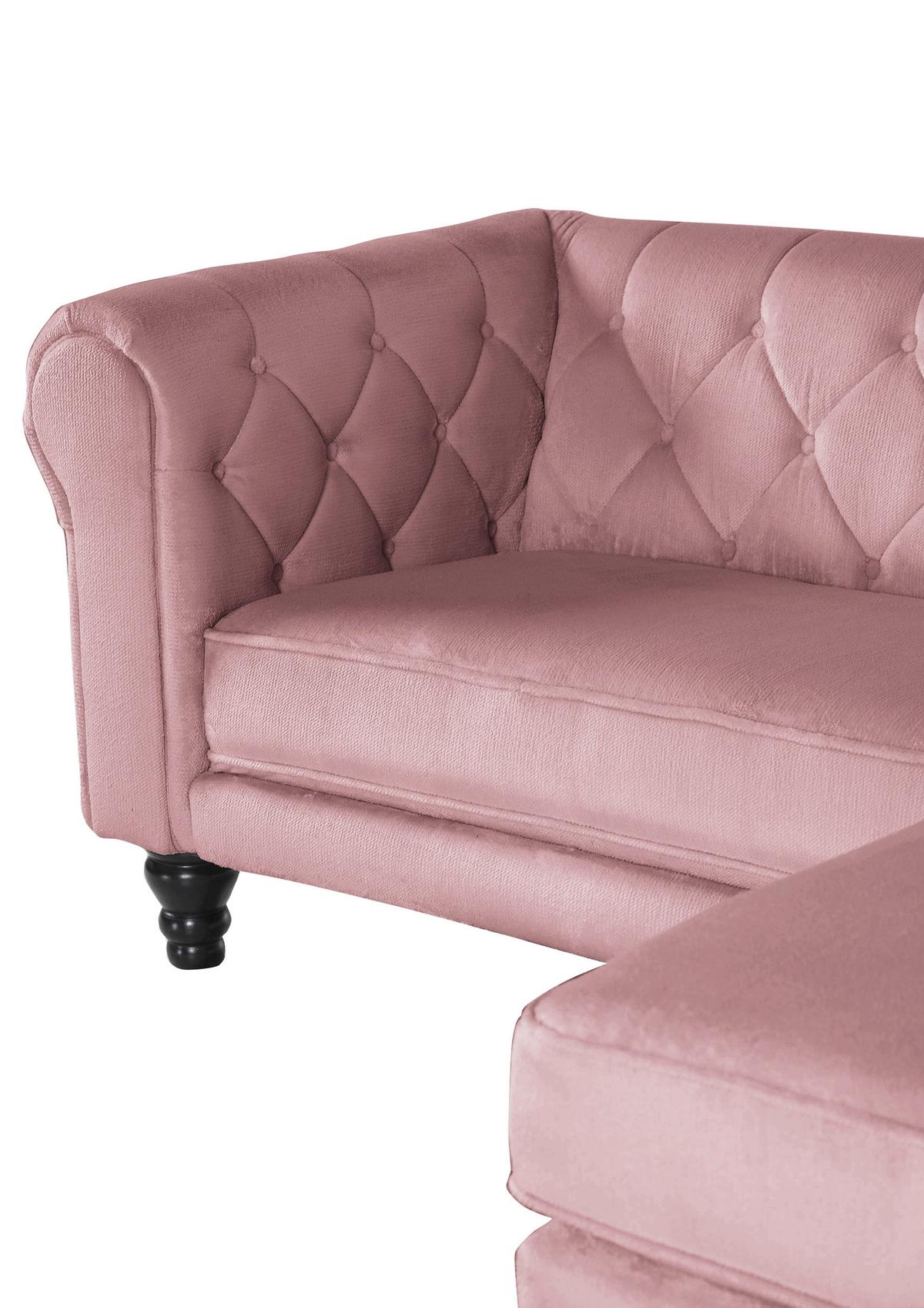 Ecksofa Jonte Rosa S: 260x160 cm - Dunkelbraun/Rosa, Design, Textil (260/160cm) - MID.YOU