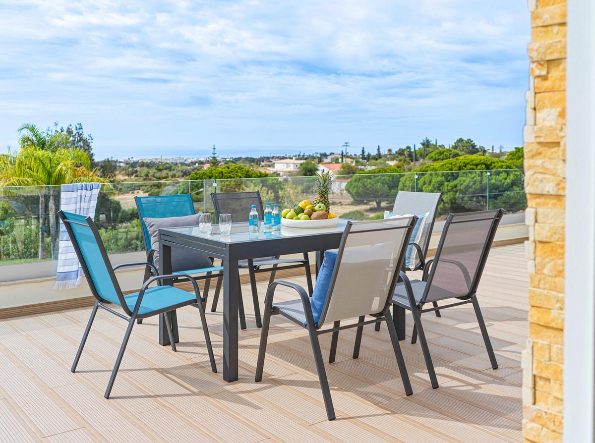 Gartensessel Stapelbar Alexis Stahl/Textilene - Anthrazit, MODERN, Textil/Metall (54/92/73cm) - Ondega