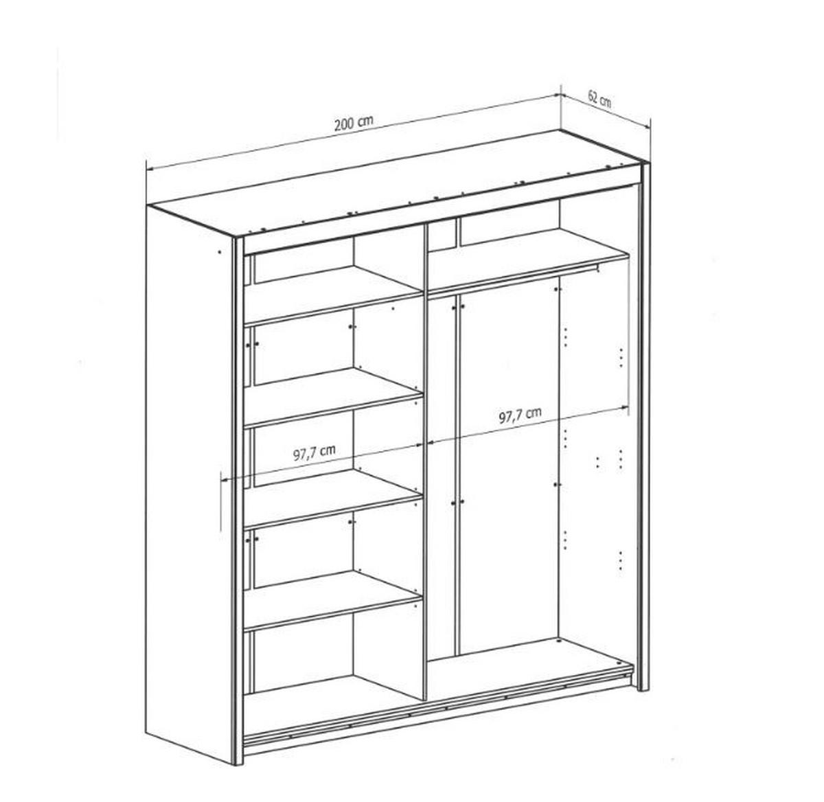 Tolóajtós Szekrény Innova 200 - fehér, faalapú anyag (200/216/62cm)