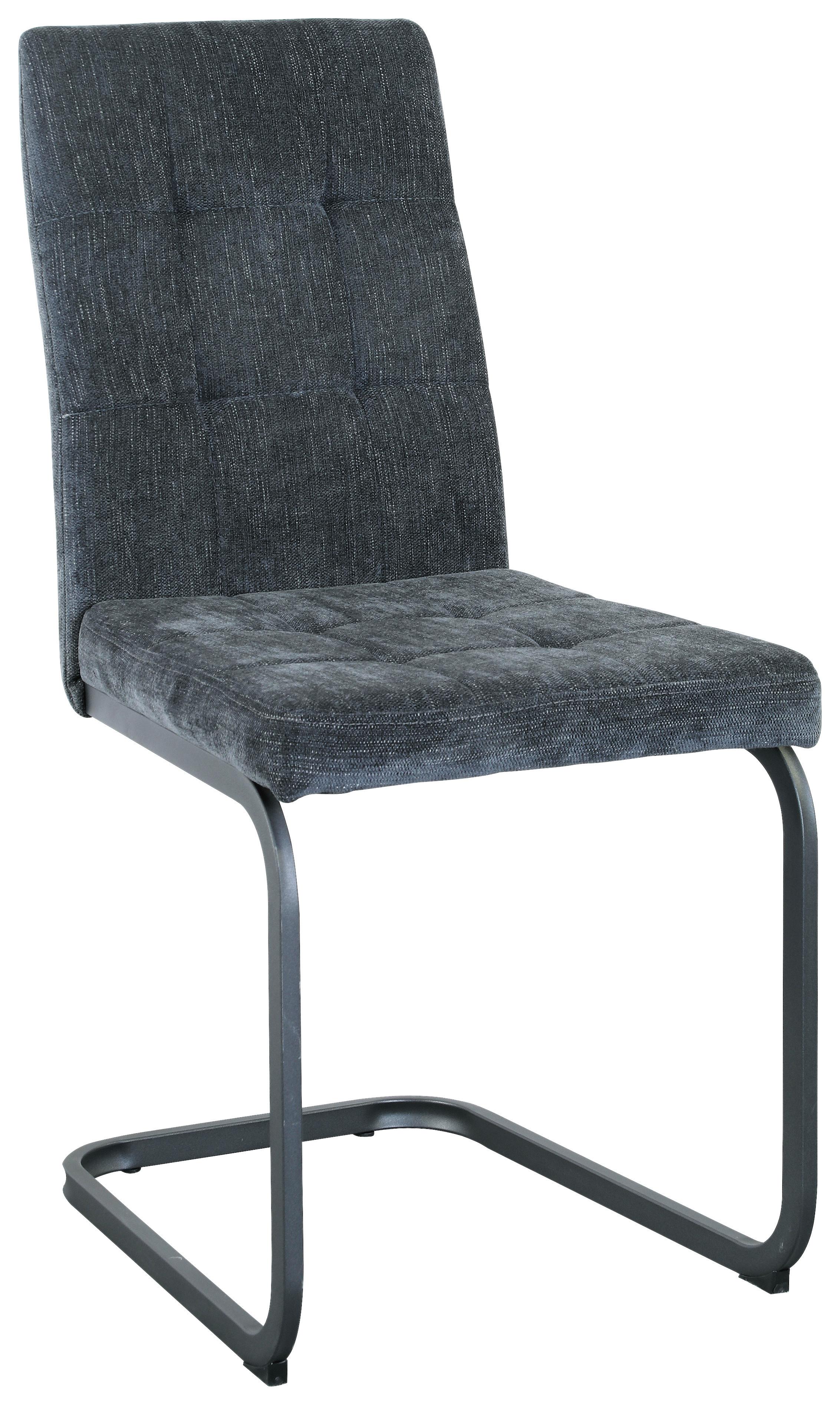Esszimmerstuhl Laslo Dunkelgrau - Dunkelgrau/Schwarz, MODERN, Textil/Metall (43/92/56cm) - MID.YOU