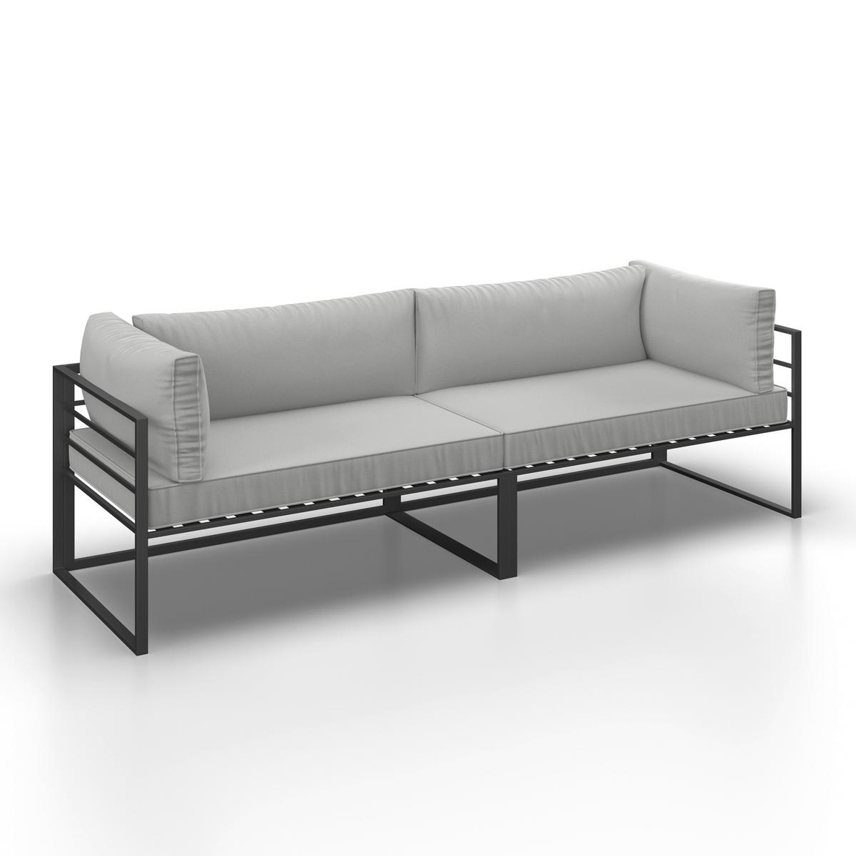 TERASOVÁ SEDACÍ SOUPRAVA MALINA - šedá/černá, Moderní, kov/textil (230/60/70,5cm) - Bessagi Garden