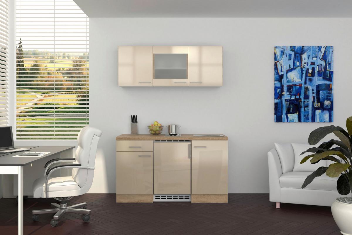 Minikuchyňa NEPAL vrátane spotrebičov a drezu - kašmírová/farba ušľachtilej ocele, Modern, kov/kompozitné drevo (150,5cm) - FlexWell