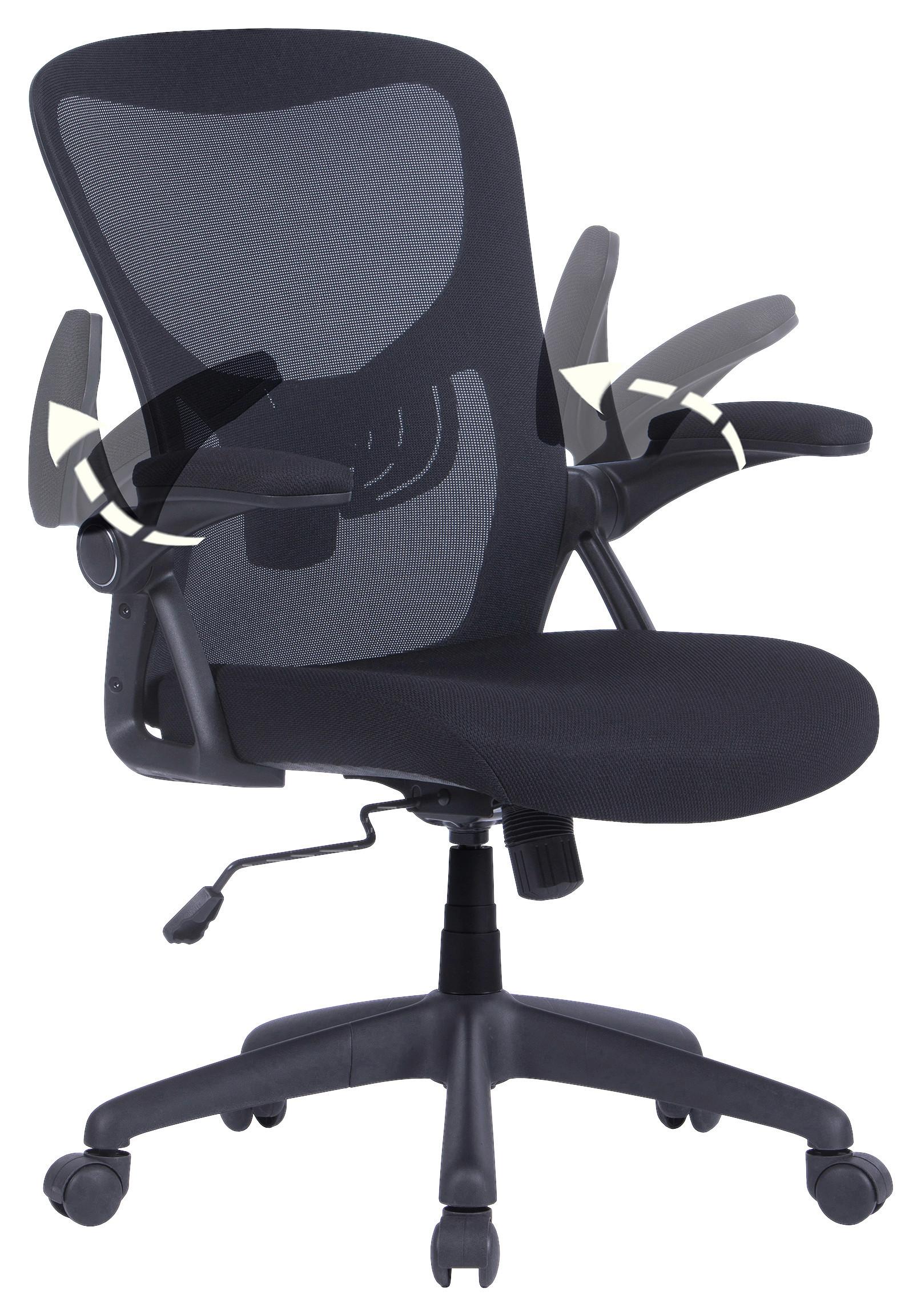 Bürostuhl Flex mit Armstützen Schwarz Bis 110 Kg - Schwarz, KONVENTIONELL, Kunststoff/Textil (62/95 - 103/58,5cm) - MID.YOU