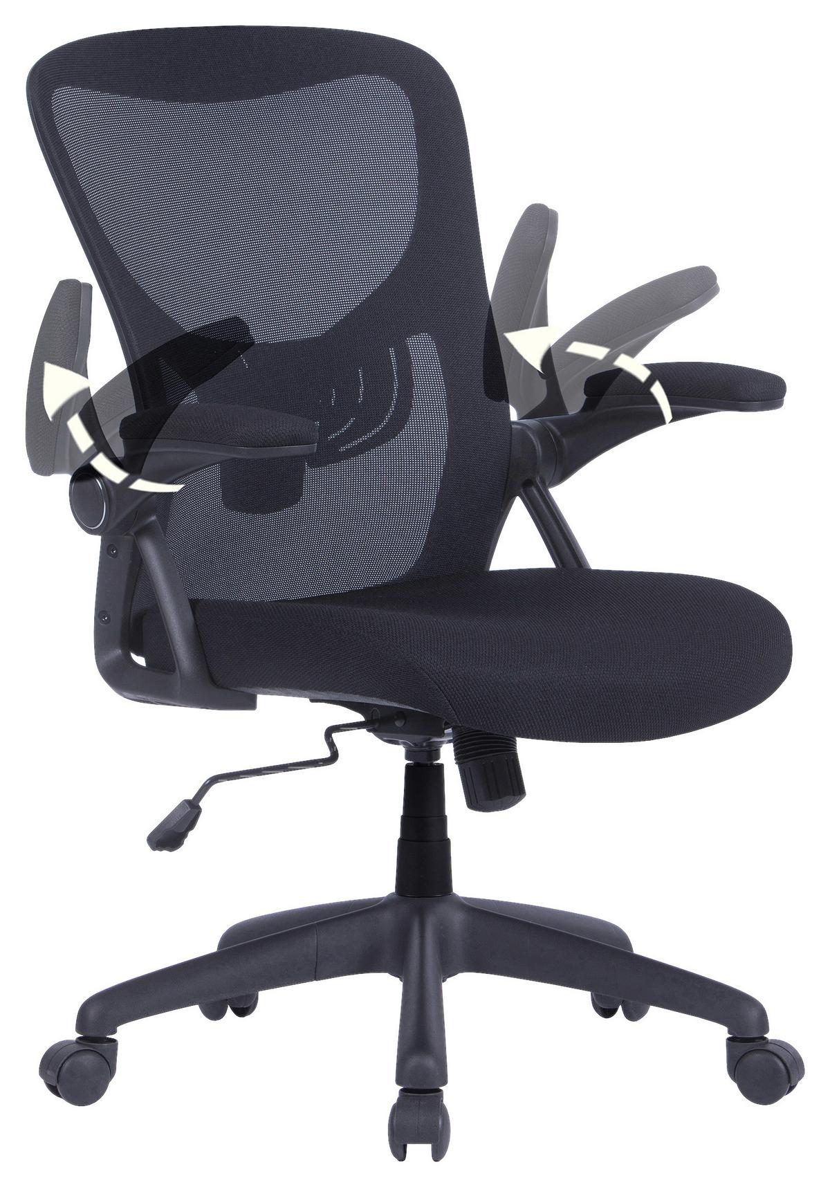 Bürostuhl Flex mit Armstützen Schwarz Bis 110 Kg - Schwarz, KONVENTIONELL, Kunststoff/Textil (62/95 - 103/58,5cm) - MID.YOU