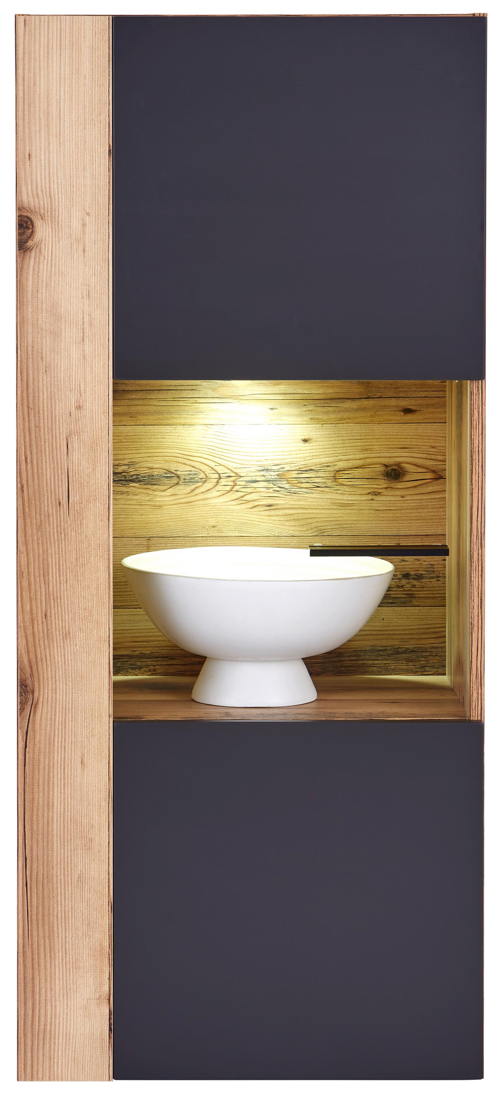 ZÁVĚSNÁ VITRÍNA HENRY - Moderní, kompozitní dřevo/plast (50/115/35cm)