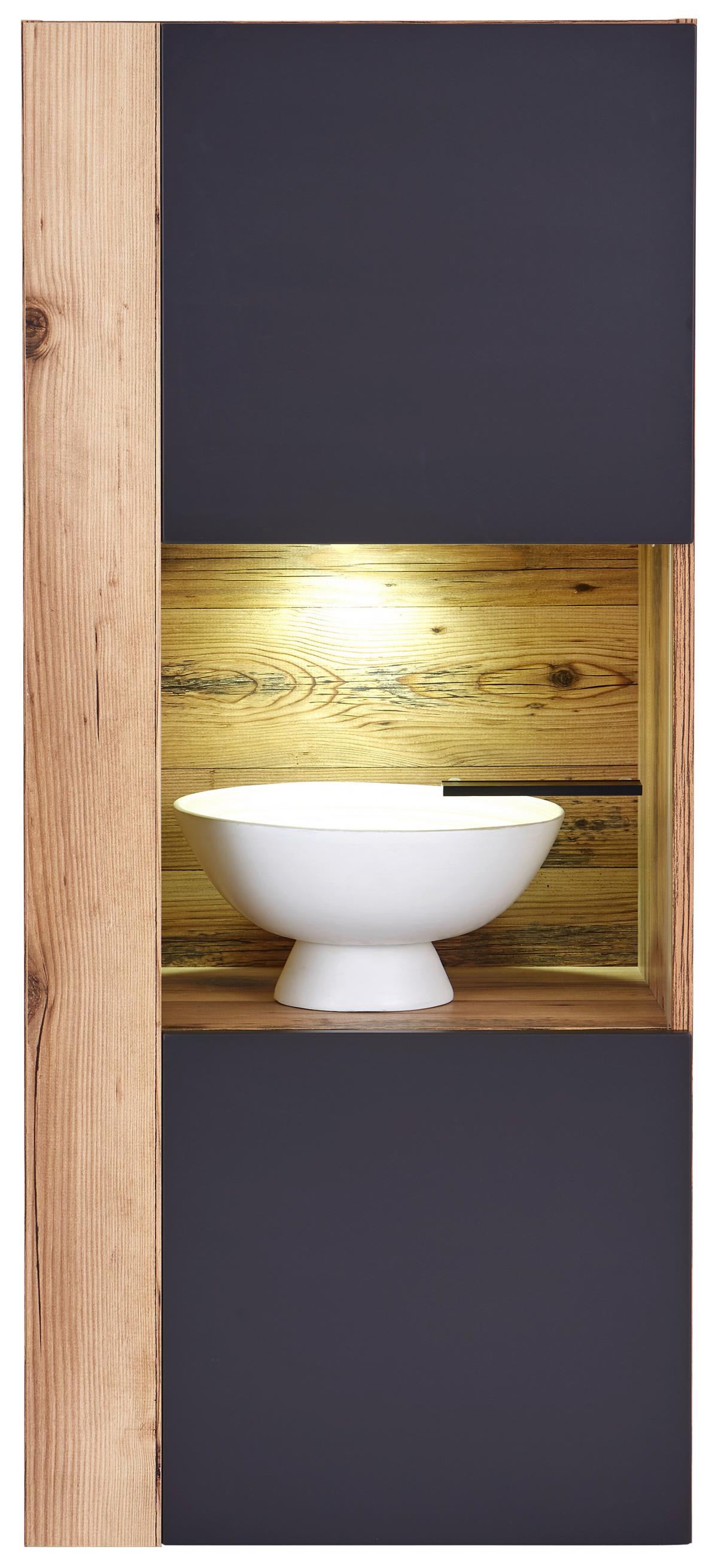 ZÁVĚSNÁ VITRÍNA HENRY - Moderní, kompozitní dřevo/plast (50/115/35cm)