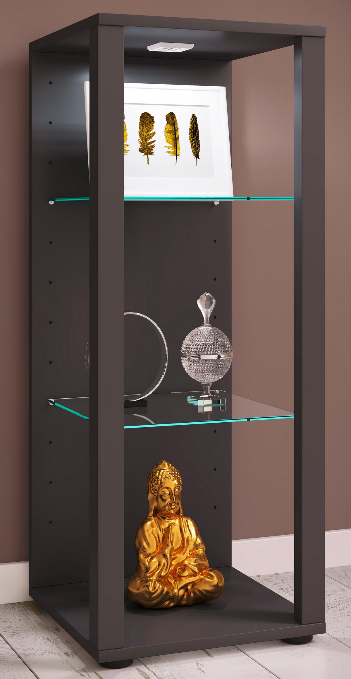 Vitrine Glasol M B: 35 cm Stehend Anthrazit - Anthrazit, MODERN, Glas/Holzwerkstoff (35/90/35cm) - MID.YOU