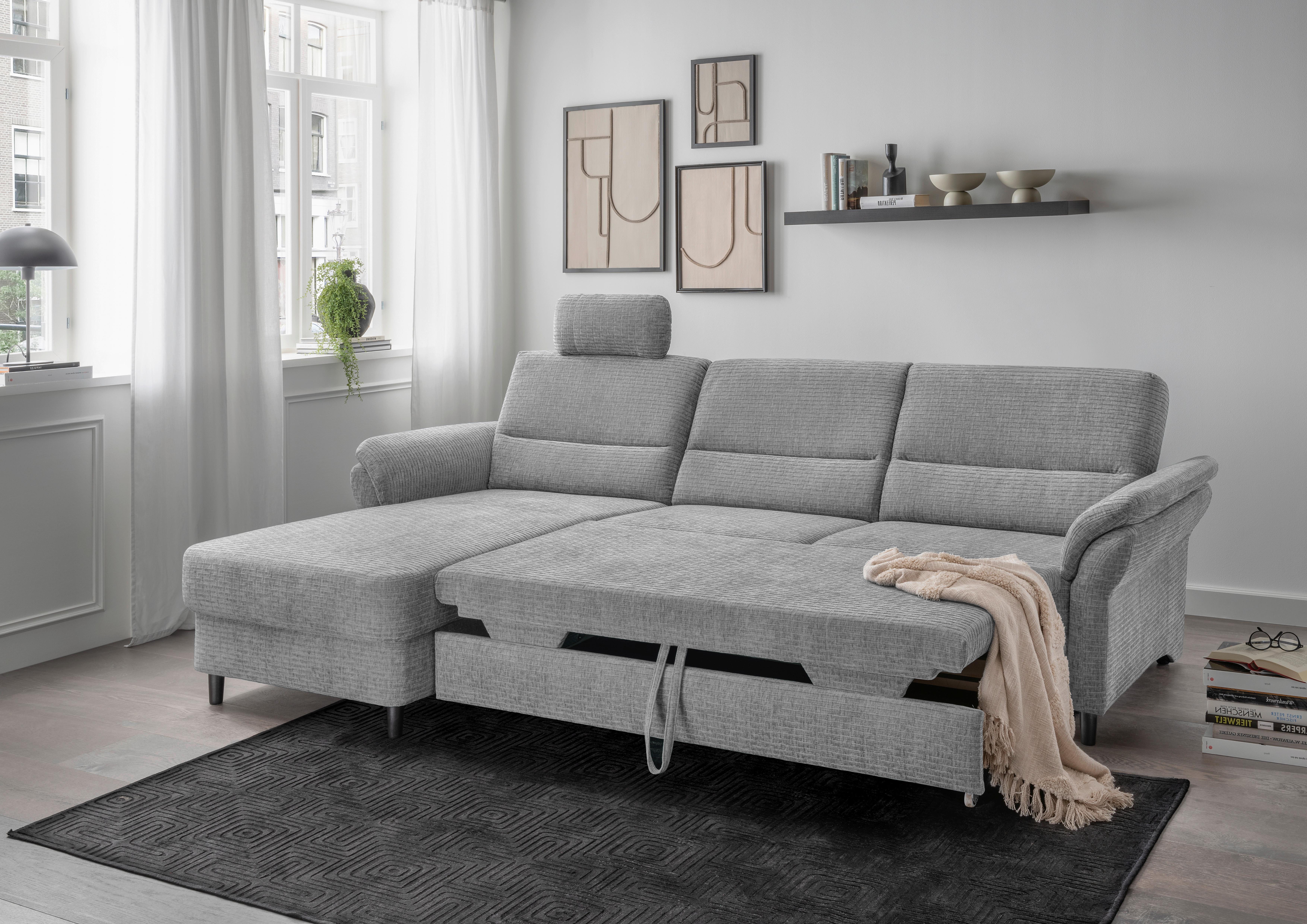 Ecksofa Cavoli, Grau S: 176x279 cm - Schwarz/Grau, MODERN, Textil (176/279cm) - Livetastic