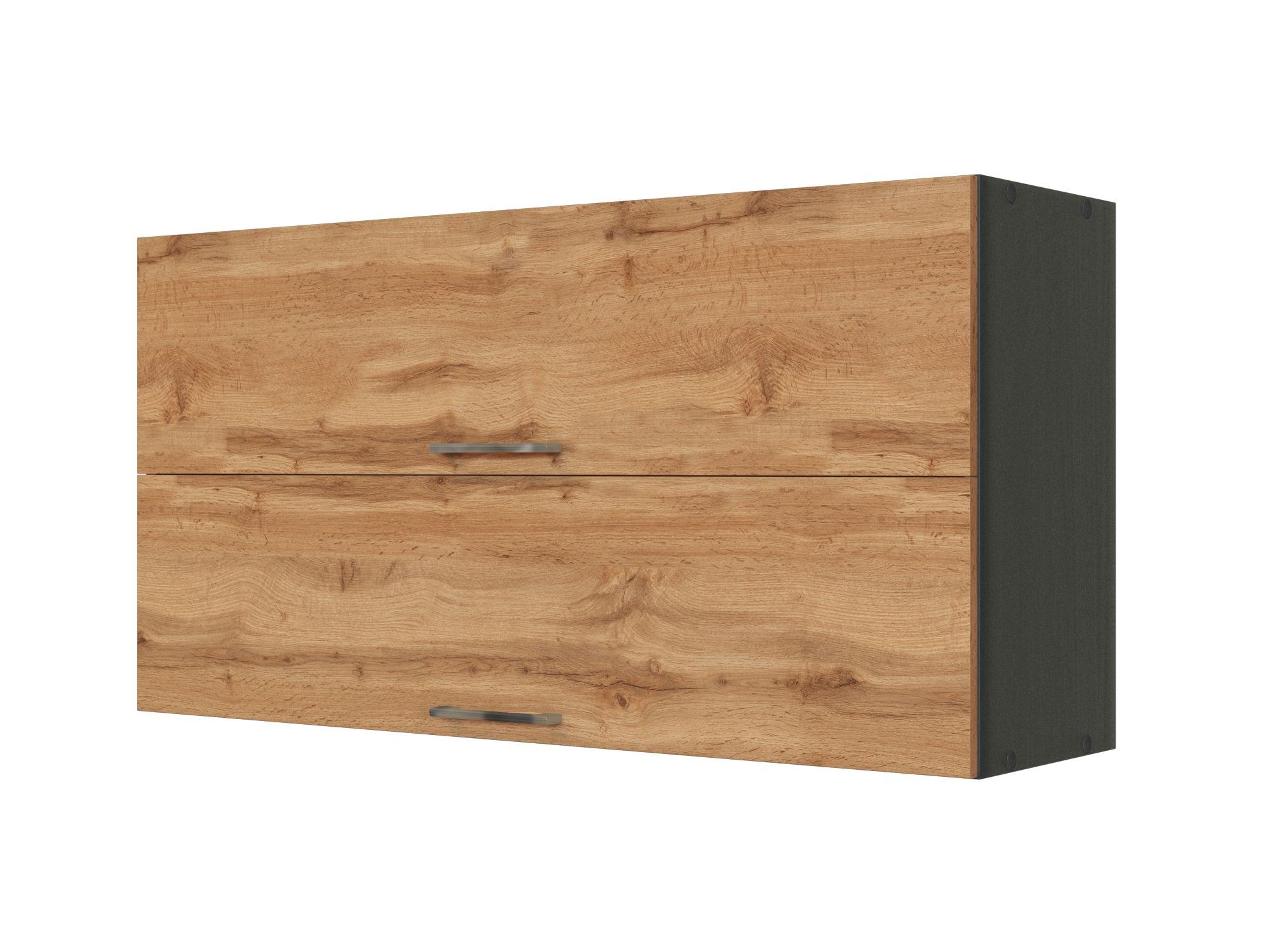 Küchenoberschrank B: 110 cm Eiche Dekor 2 Klappen - Anthrazit/Eiche Wotan, MODERN, Holzwerkstoff (110/57/34cm) - Held