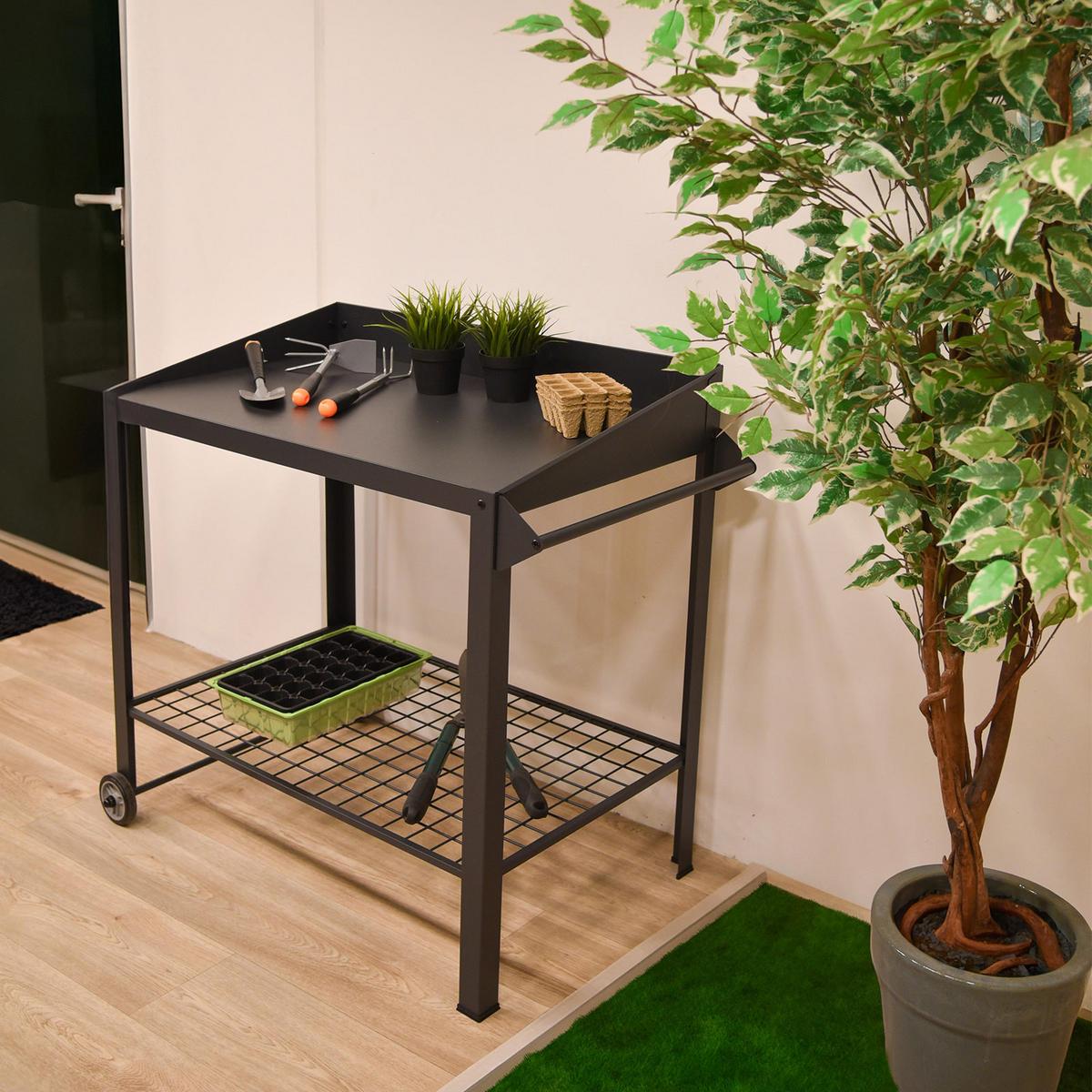Pflanztisch Mobiler Pflanztisch Diana - Anthrazit, Basics, Metall (90/90/55cm)