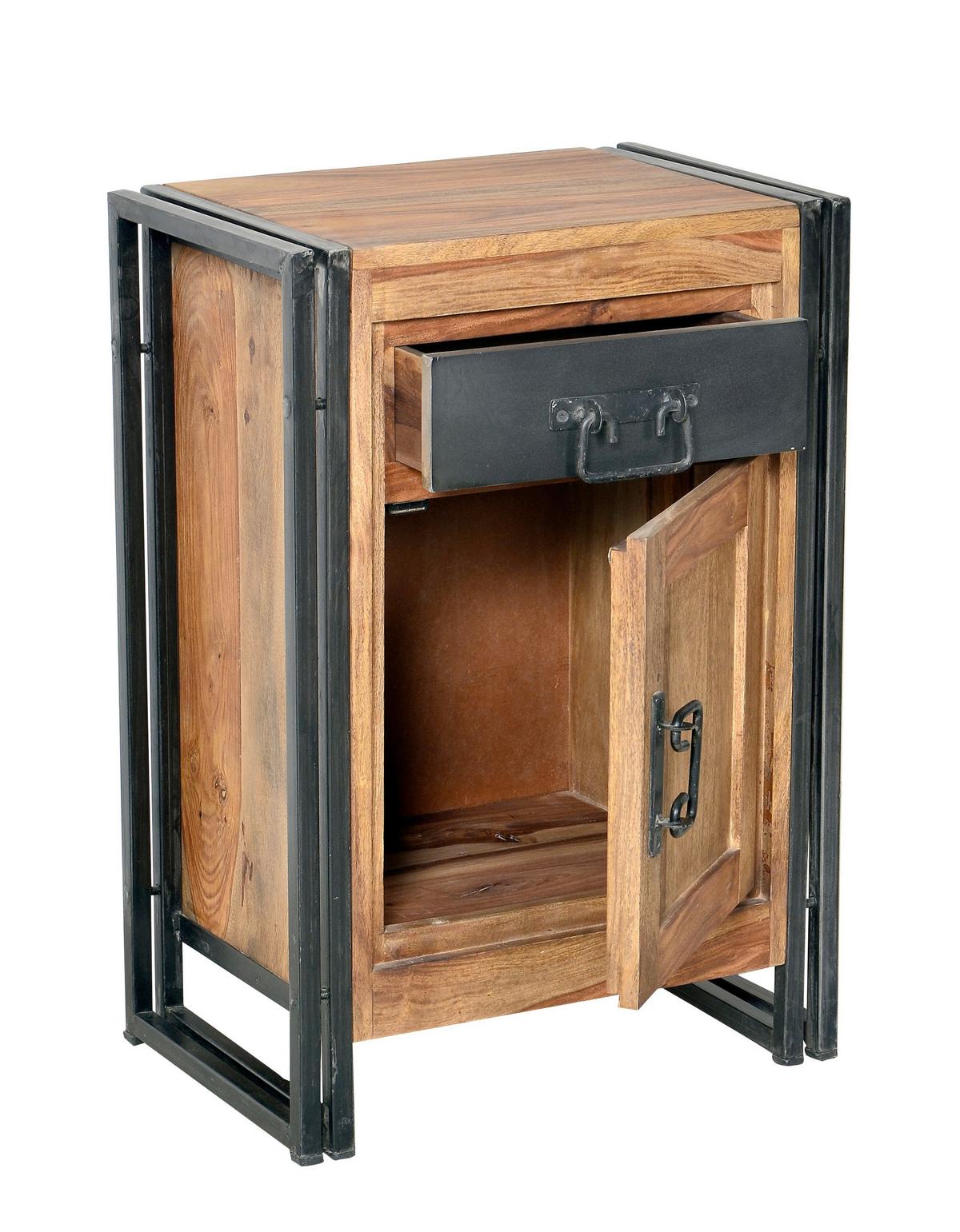 KOMMODE Naturfarben/Schwarz B: 50cm - Schwarz/Naturfarben, Design, Holz/Metall (50/73/34cm) - MID.YOU