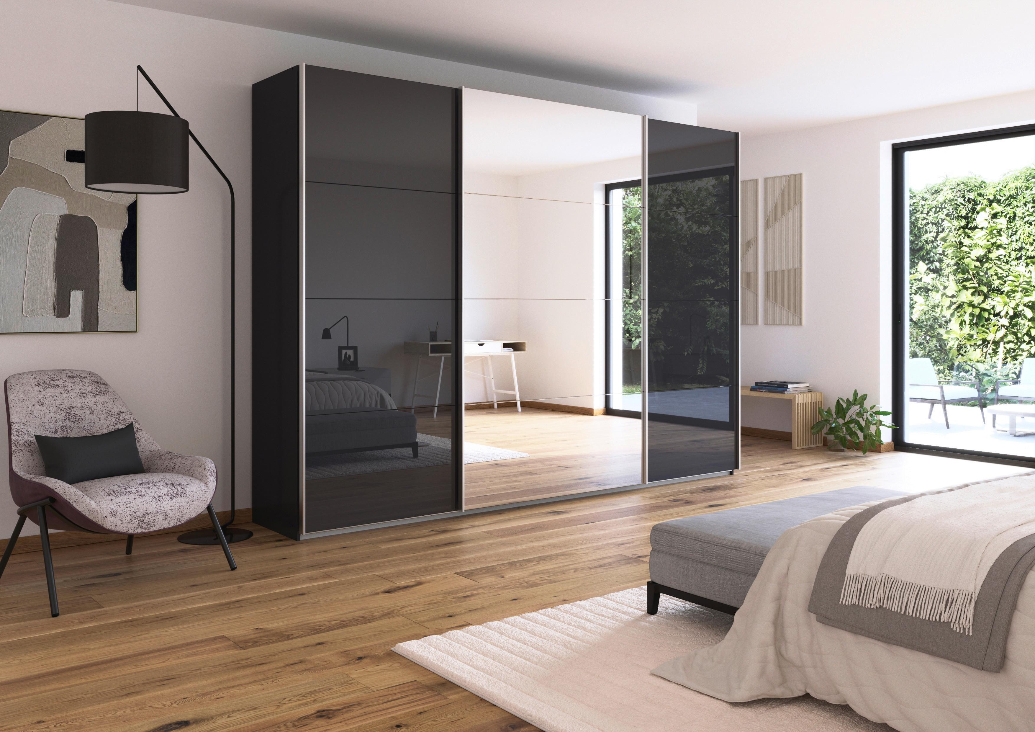 Schwebetürenschrank Mit Spiegel B: 315cm Feldkirch - Anthrazit/Silberfarben, MODERN, Glas/Holzwerkstoff (315/229/62cm)