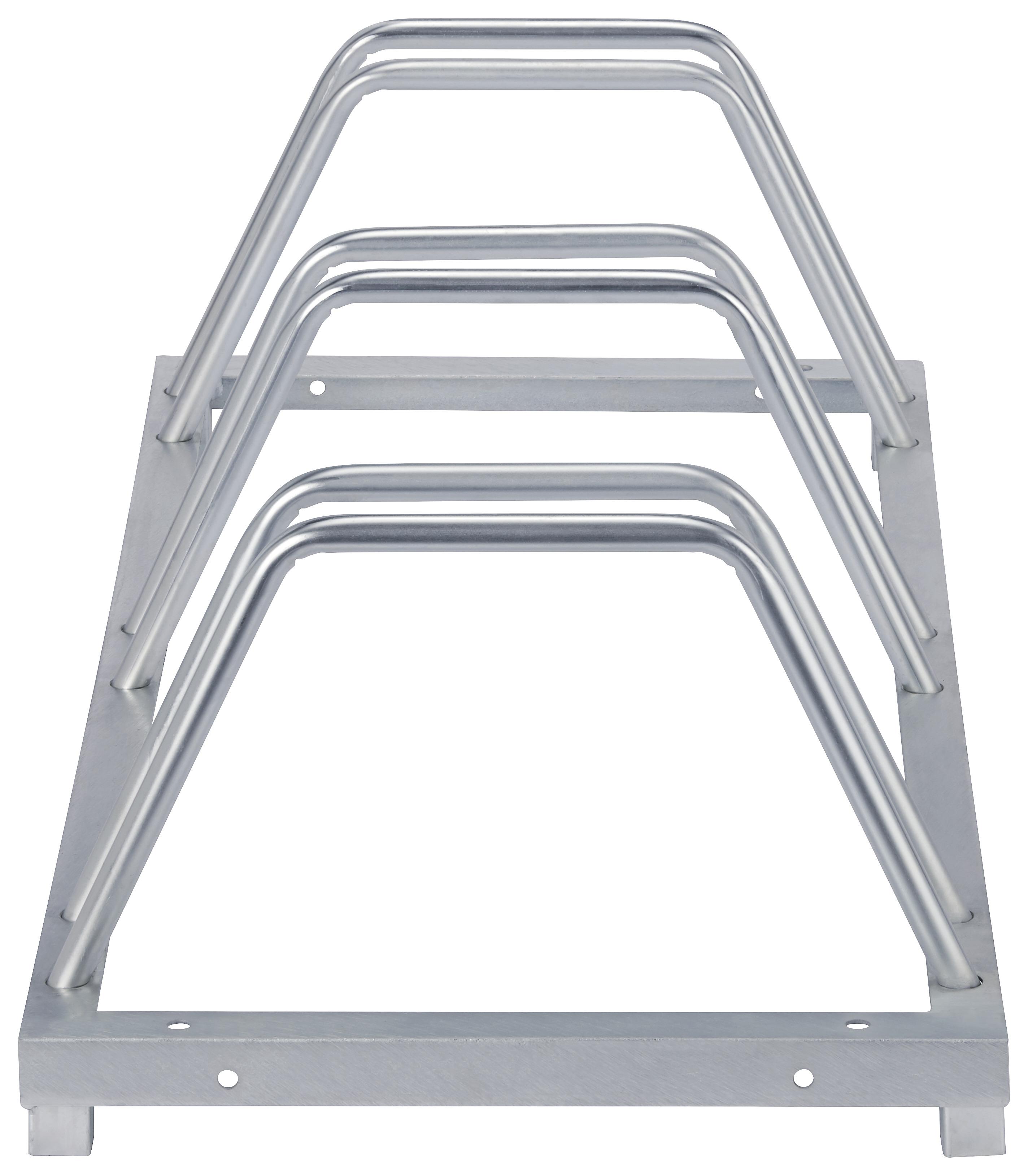 Fahrradständer für 3 Räder Bodenmontage 88x40x45 cm - Silberfarben, MODERN, Metall (88/40/25cm) - Suki