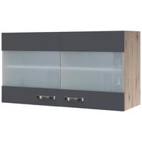 Hängeschrank Shadow B: 100cm, Basaltgrau Mit Glas - Dunkelgrau/Eiche San Remo, MODERN, Holzwerkstoff (100/54,8/32cm)