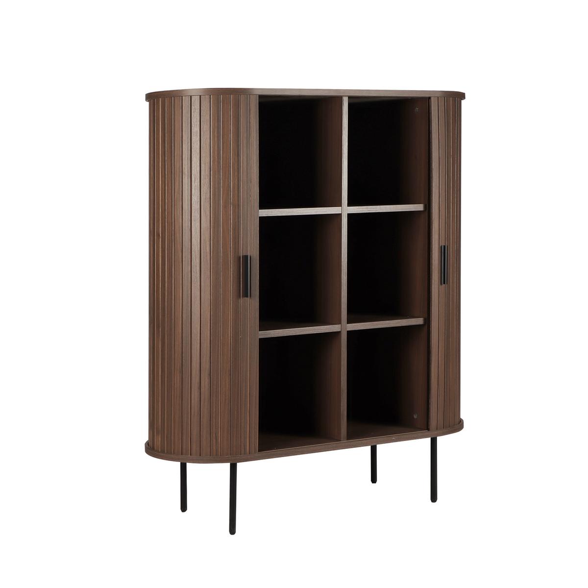 Kommode Walnussfarben, B: 100cm - Walnussfarben/Schwarz, Design, Holzwerkstoff (100/118/40cm) - Livetastic