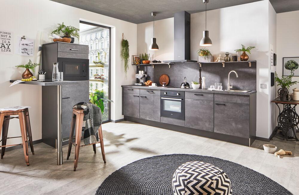 Einbauküchen Pn 100 Frei Planbar Modernes Design - Anthrazit, Holzwerkstoff - Pino