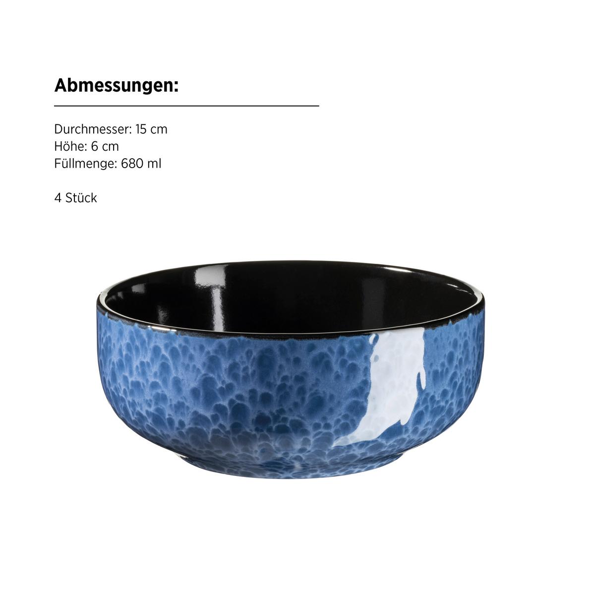 Kombiservice Flippa Steinzeug 4 Personen Geschirr Set - Blau, Trend, Keramik - Mäser