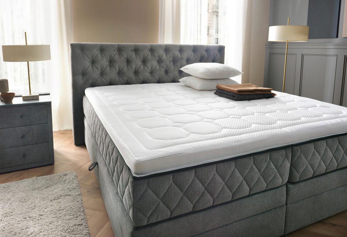 Boxspringbett Carmen A Grau 180x200 Cm - Türkis/Grau, KONVENTIONELL, Holz/Holzwerkstoff (180/200cm) - James Wood