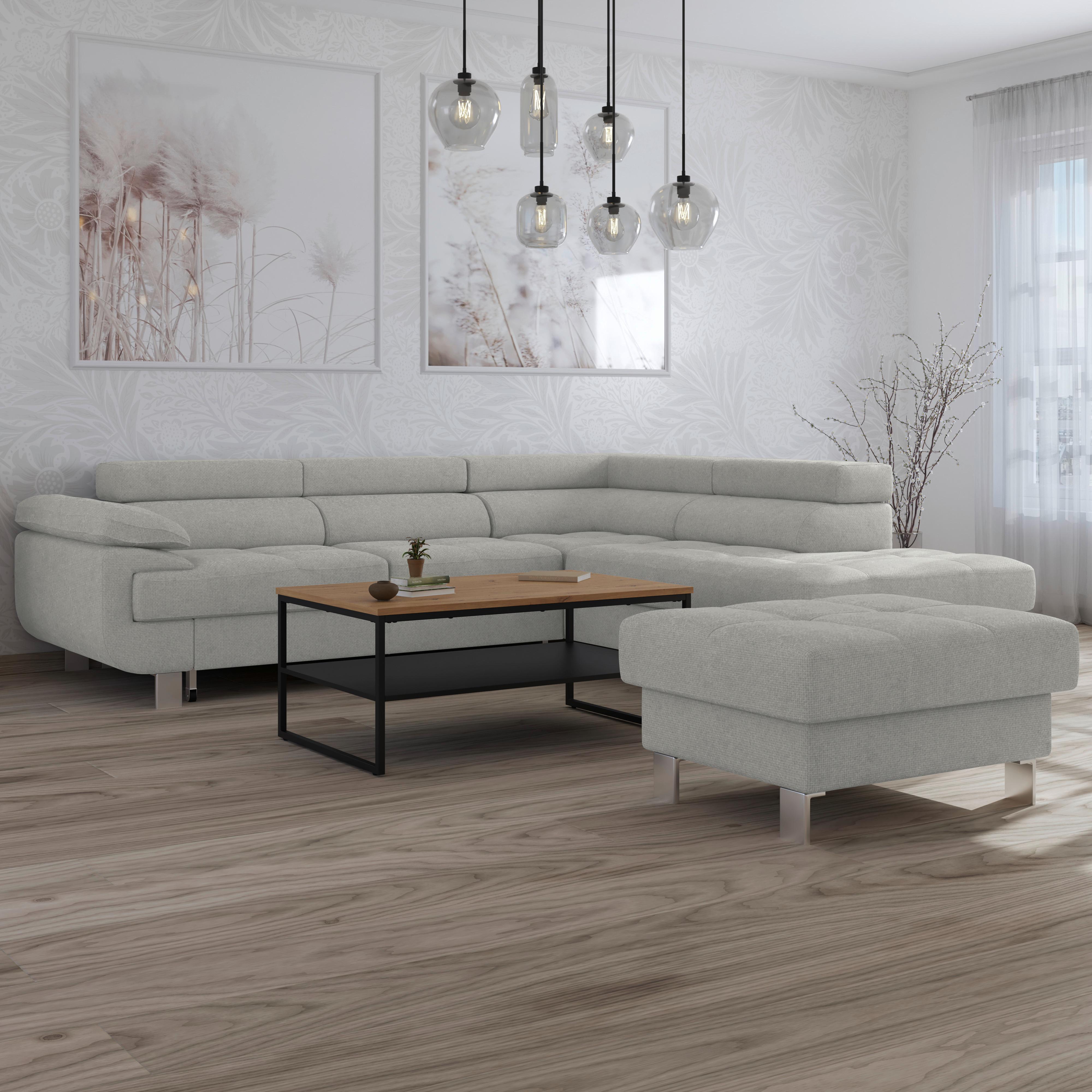 Hocker Savona - Hellgrau, MODERN, Textil (90/44/73cm) - Ondega