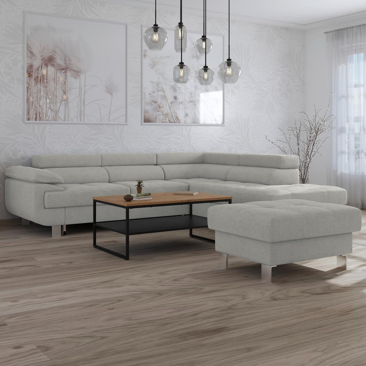 Hocker Savona - Hellgrau, MODERN, Textil (90/44/73cm) - Ondega
