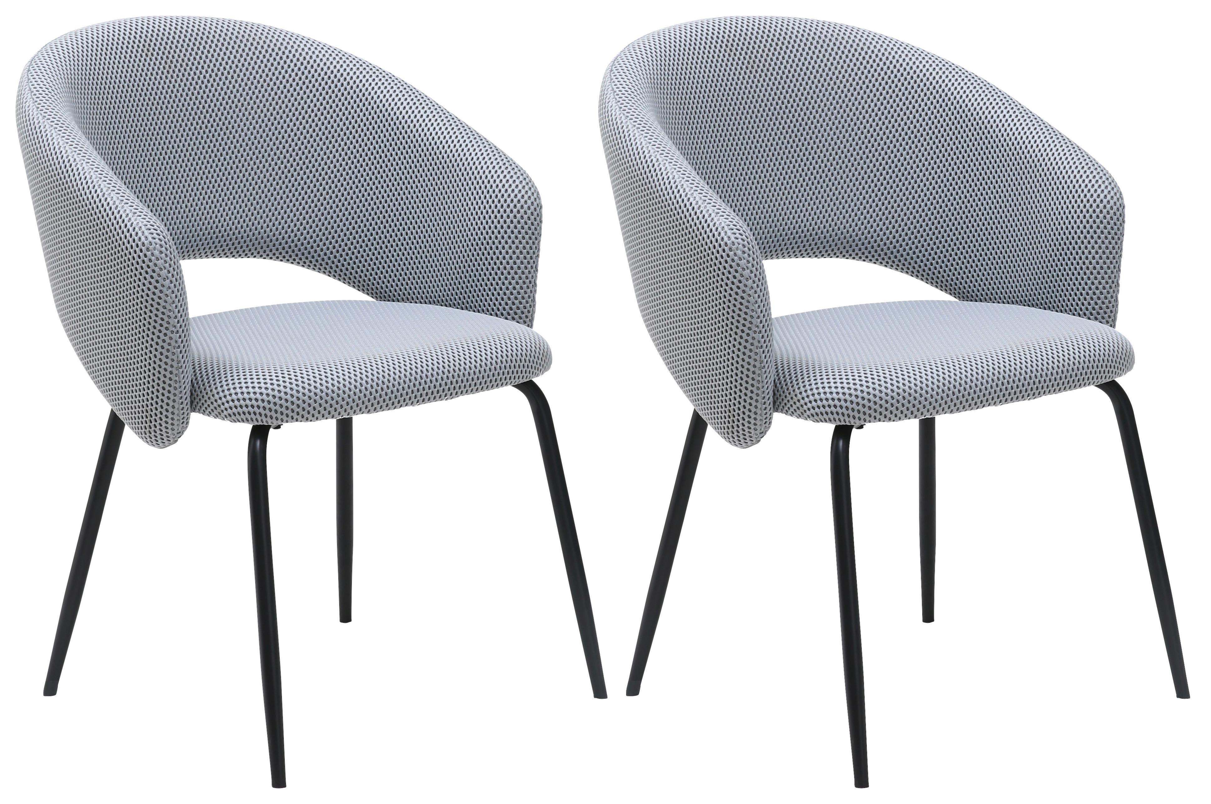 Armlehnstuhl Celine Textil Hellgrau B: 58 cm - Hellgrau/Schwarz, MODERN, Textil/Metall (58/80/60cm) - MID.YOU