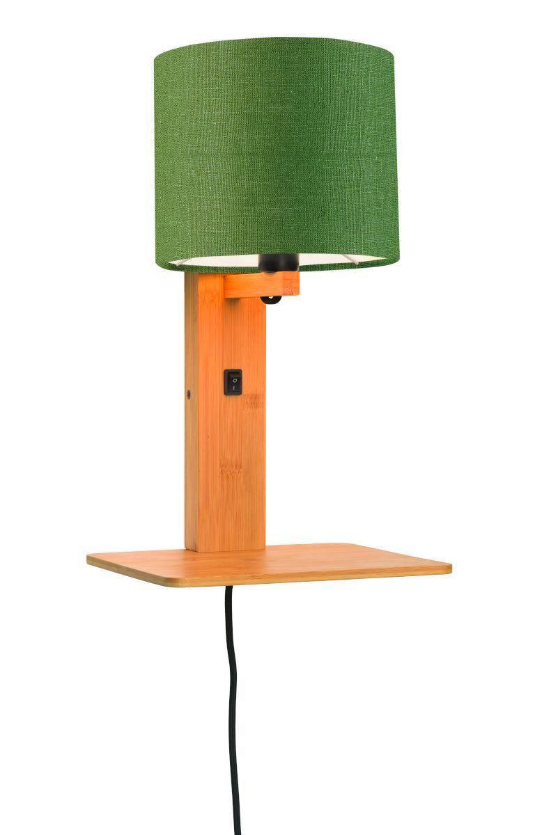 Wandleuchte Andes/w1/n/1815/gf - Naturfarben/Grün, Trend, Holz/Textil (19/24/36cm) - Good & Mojo