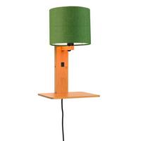 Wandleuchte Andes/w1/n/1815/gf - Naturfarben/Grün, Trend, Holz/Textil (19/24/36cm) - Good & Mojo