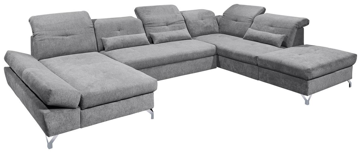Ecksofa Melfi Dunkelgrau U: 168 Cm - Dunkelgrau/Silberfarben, MODERN, Textil (168/350/245cm) - MID.YOU