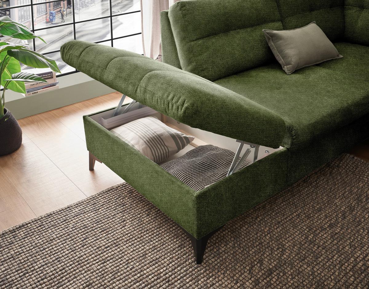 Wohnlandschaft Durban U Olivgrün U: 218/324/170 Cm - Schwarz/Olivgrün, KONVENTIONELL, Textil (218/324/170cm) - MID.YOU