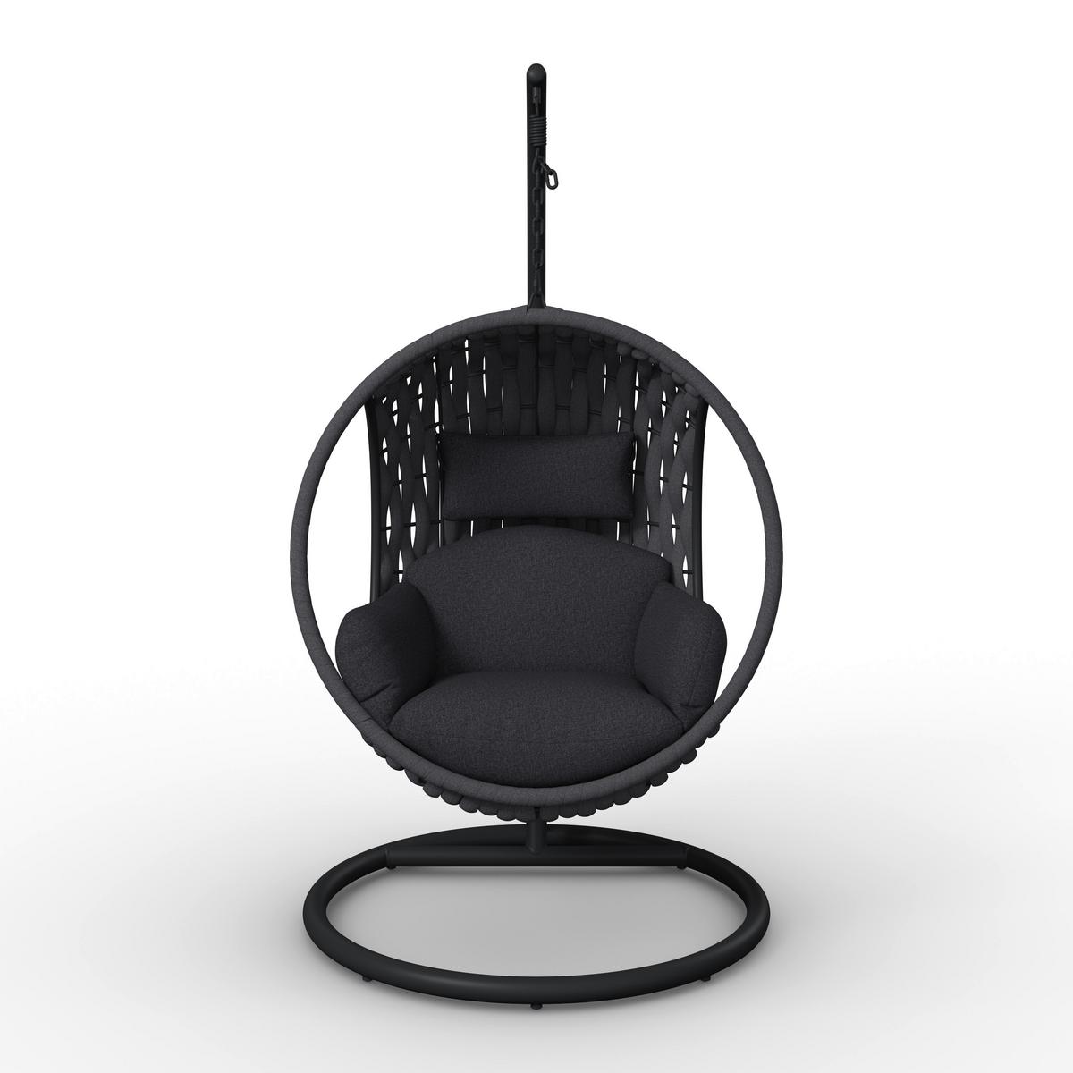 ZÁVESNÉ KRESLO MIRA - tmavosivá, Modern, kov/textil (107/196/120cm) - Bessagi Garden