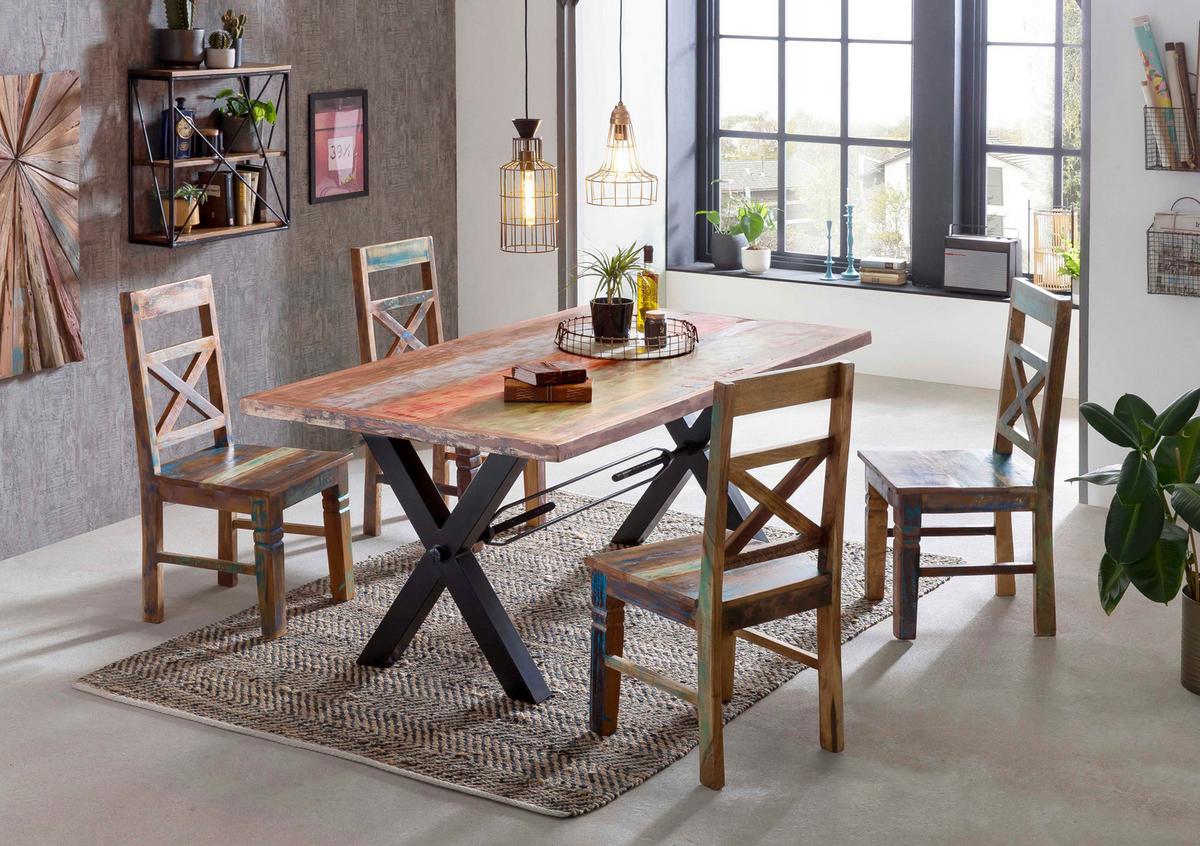 ESSTISCH Multicolor/Schwarz L: 160cm - Multicolor/Schwarz, MODERN, Holz/Metall (160/85/76,5cm) - MID.YOU