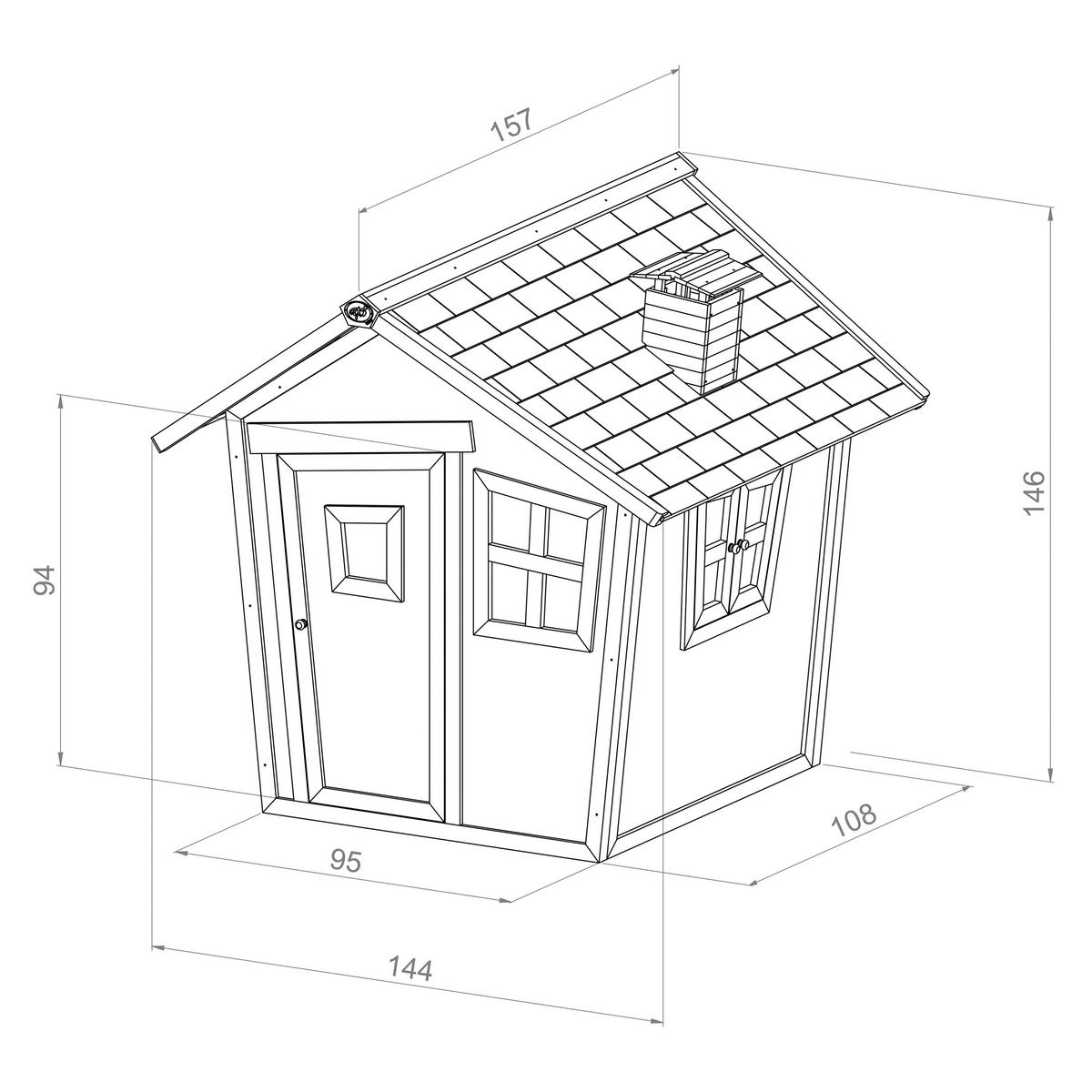 Spielhaus A030.044.01 - Braun/Weiß, KONVENTIONELL, Holz (144/146/157cm) - Ambia Garden